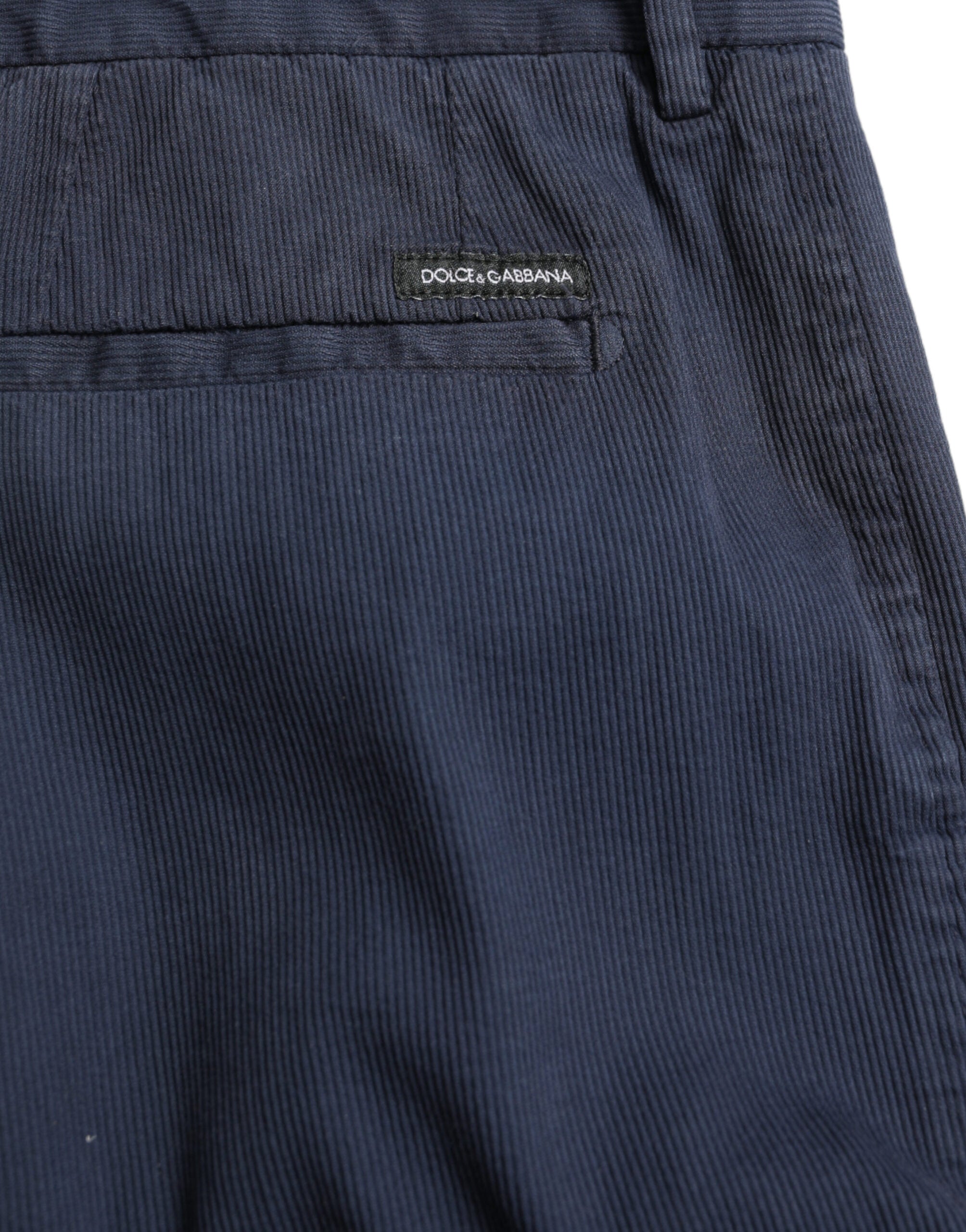 Donkerblauwe katoenen stretch slim fit pantalon