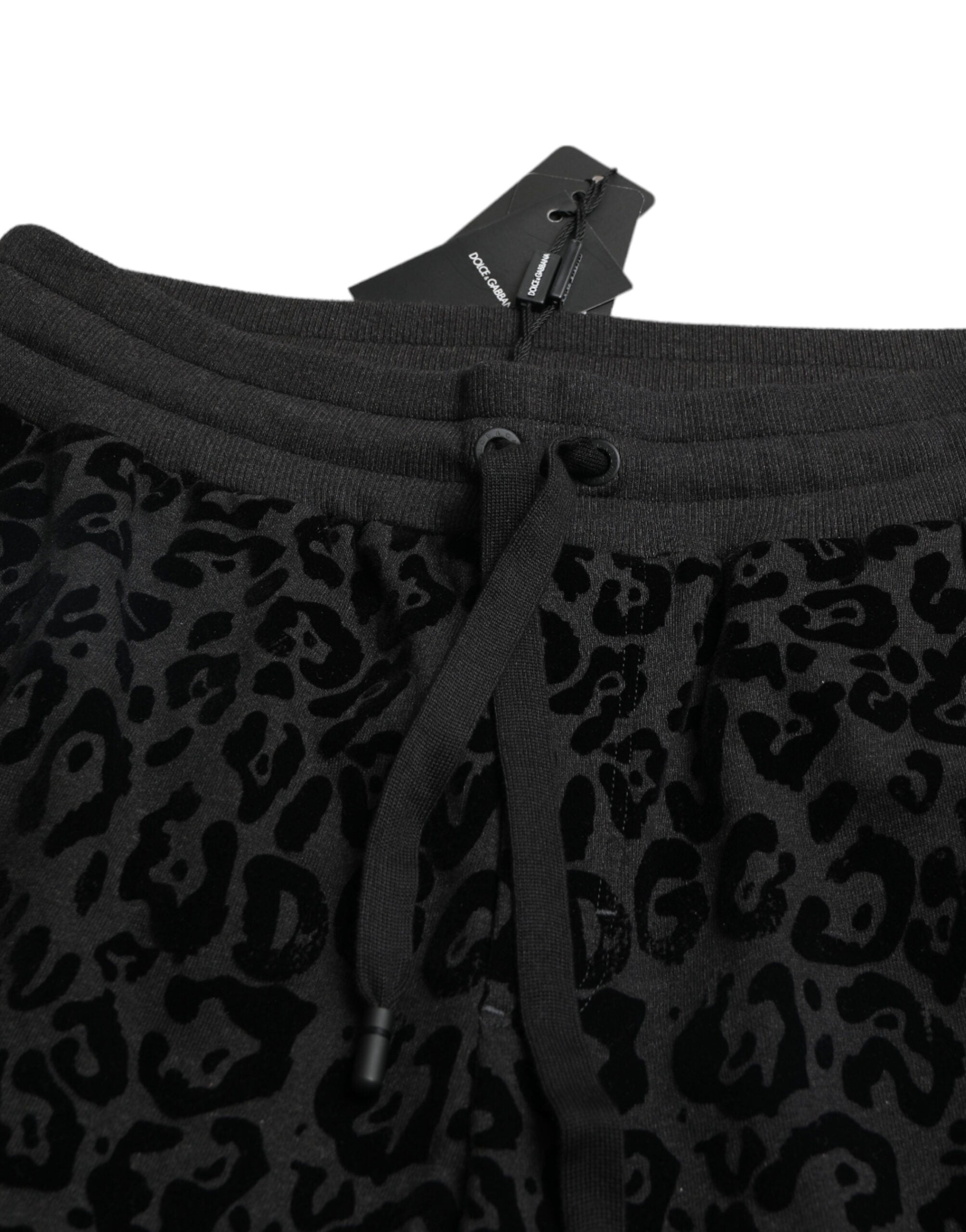 Zwarte luipaard katoenen slim fit joggingbroek