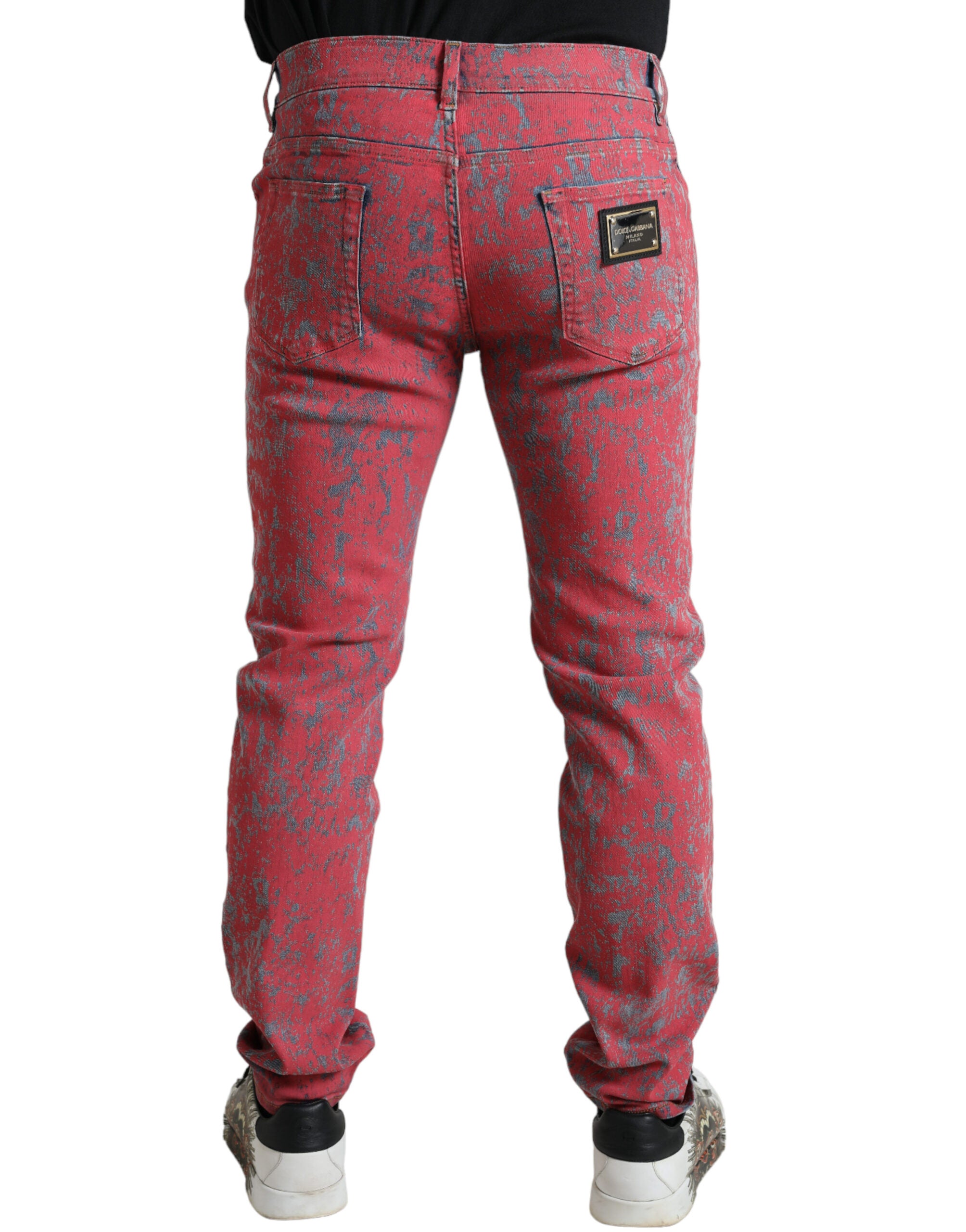 Rode katoenen geverfde slim fit heren denim jeans