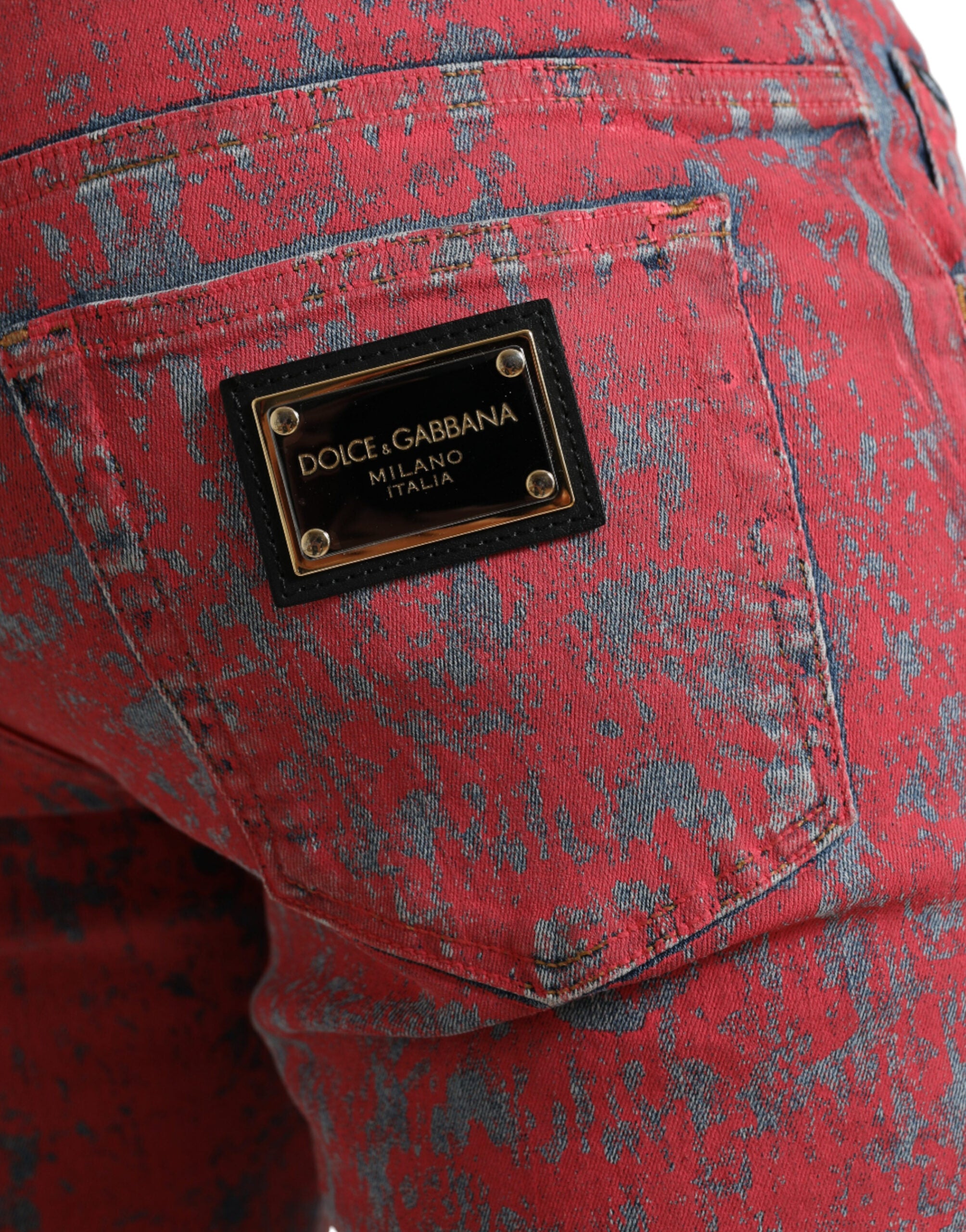 Rode katoenen geverfde slim fit heren denim jeans