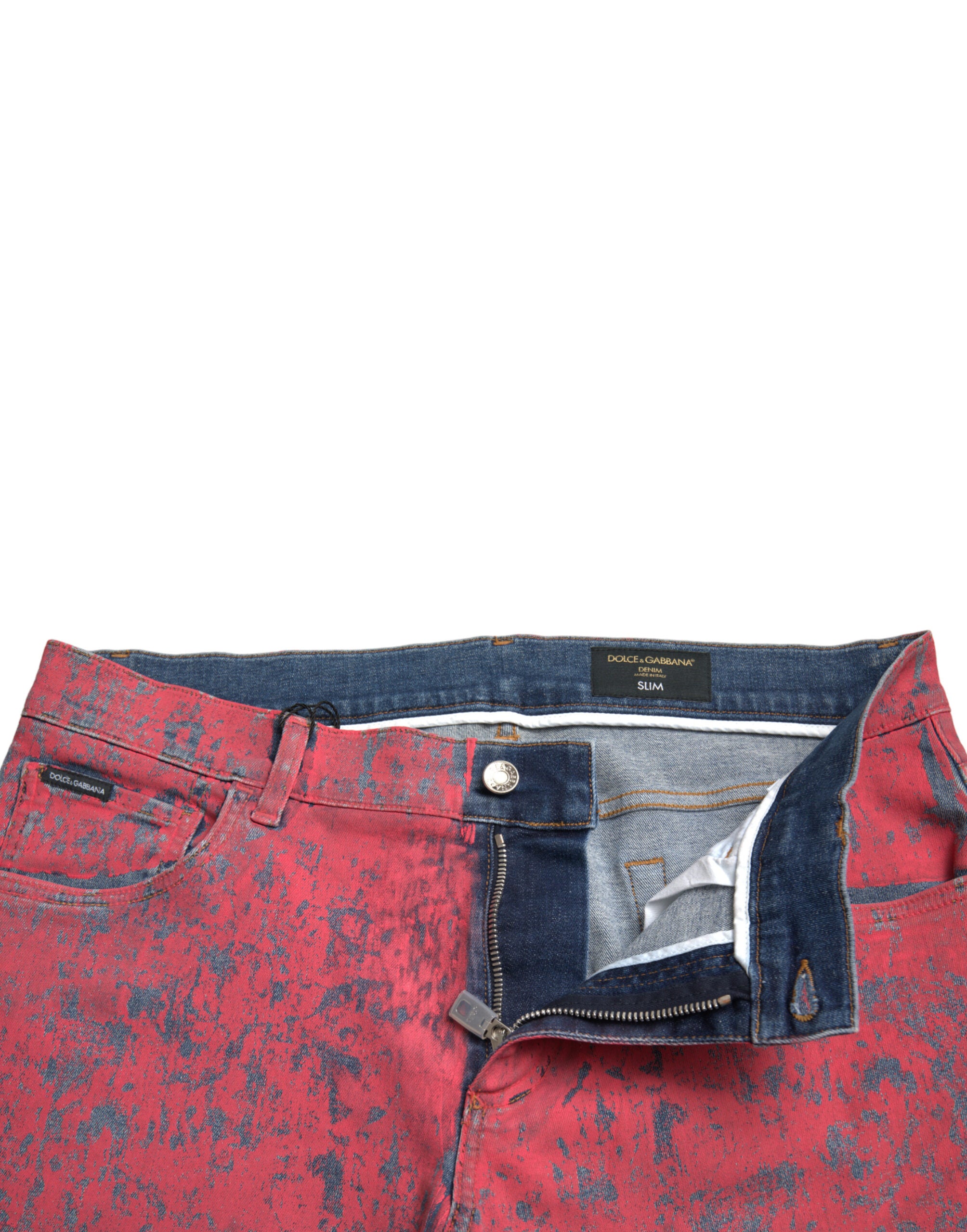 Rode katoenen geverfde slim fit heren denim jeans
