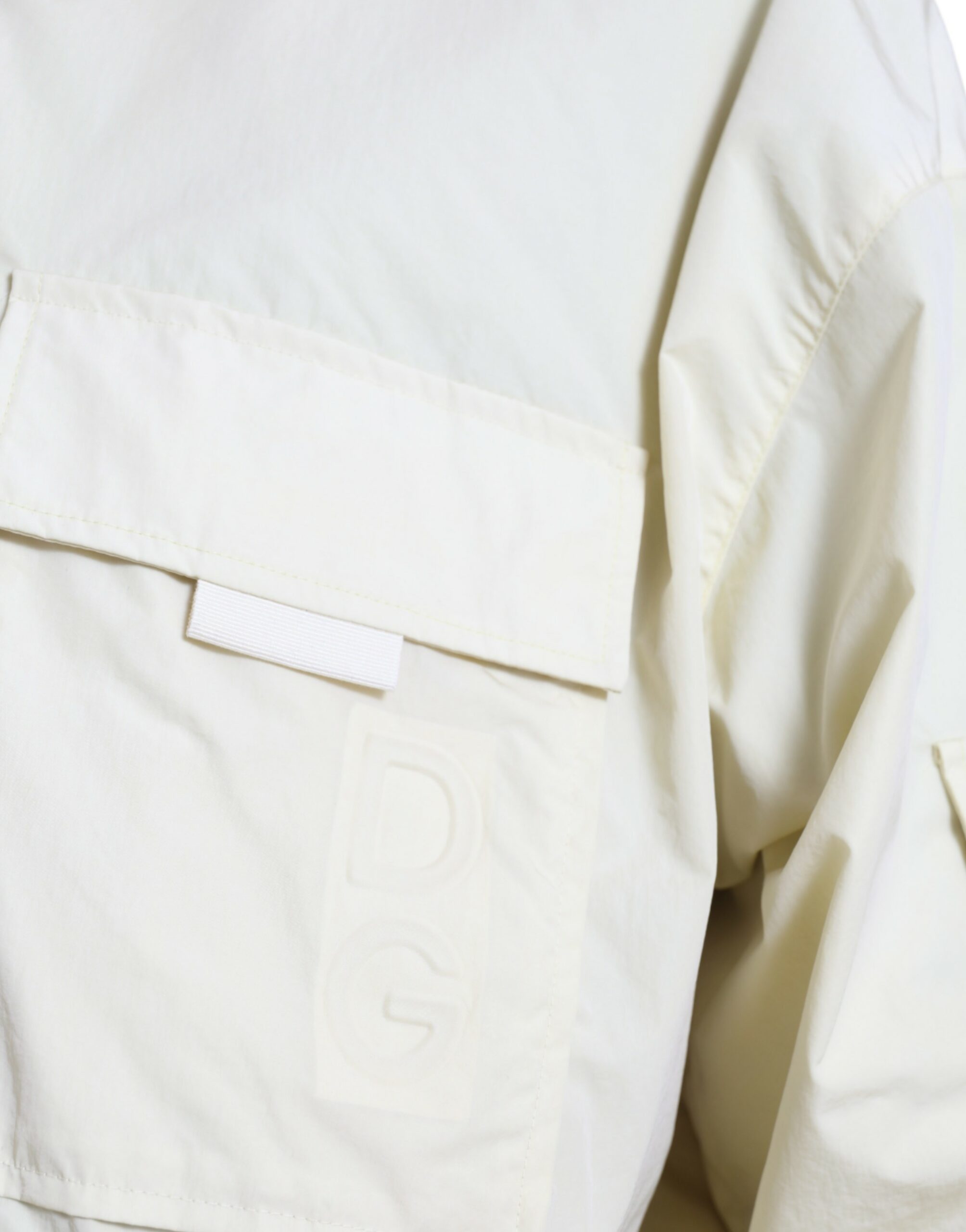Gele nylon parka met kraag en volledige ritssluiting
