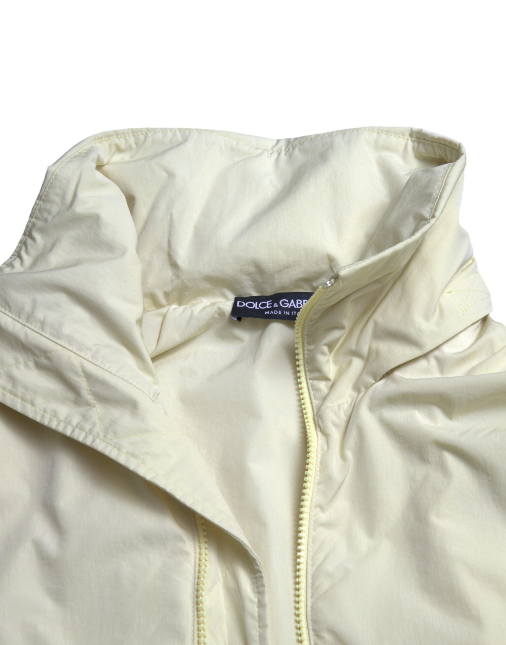 Gele nylon parka met kraag en volledige ritssluiting