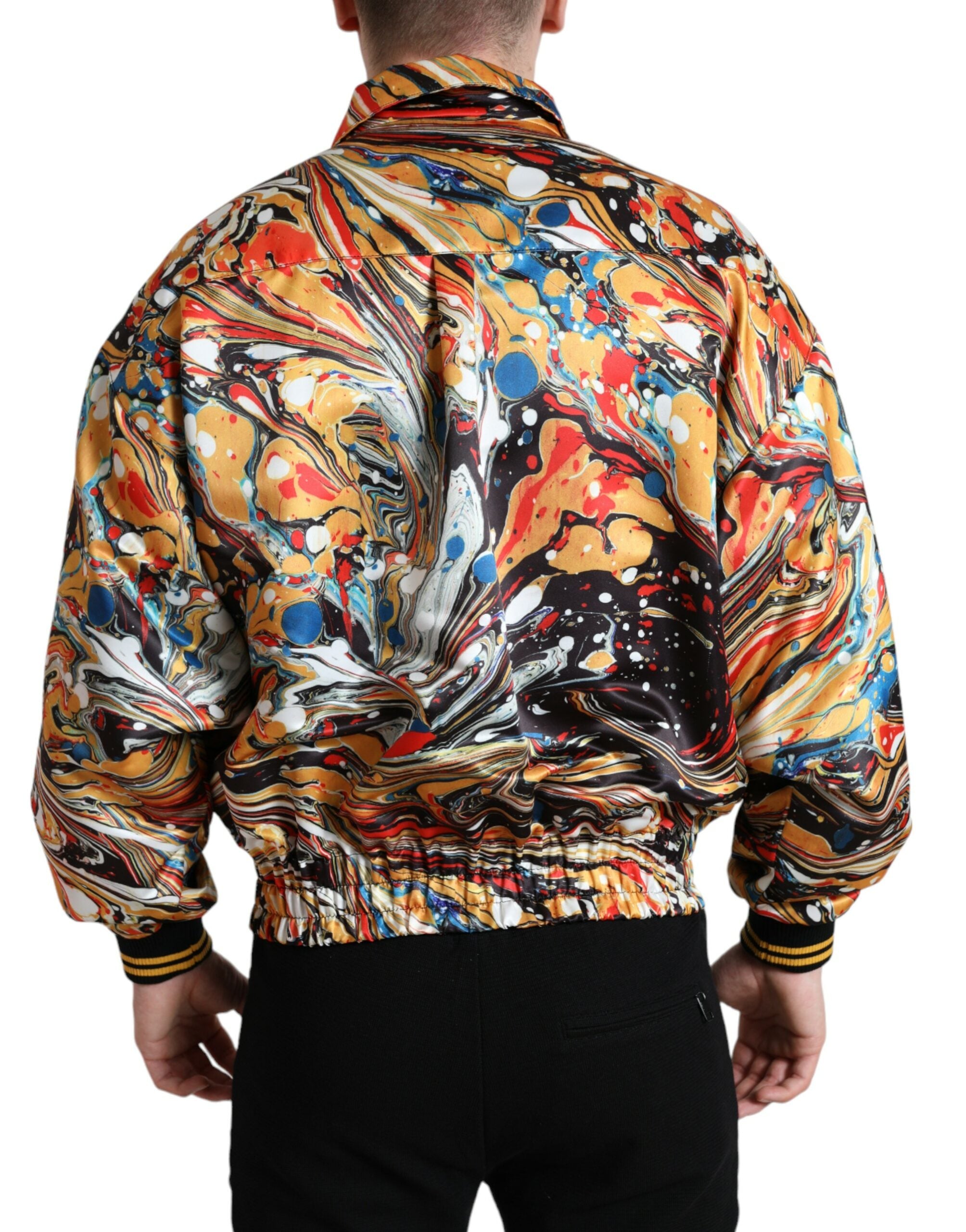 Veelkleurige abstracte polyester bomberjack