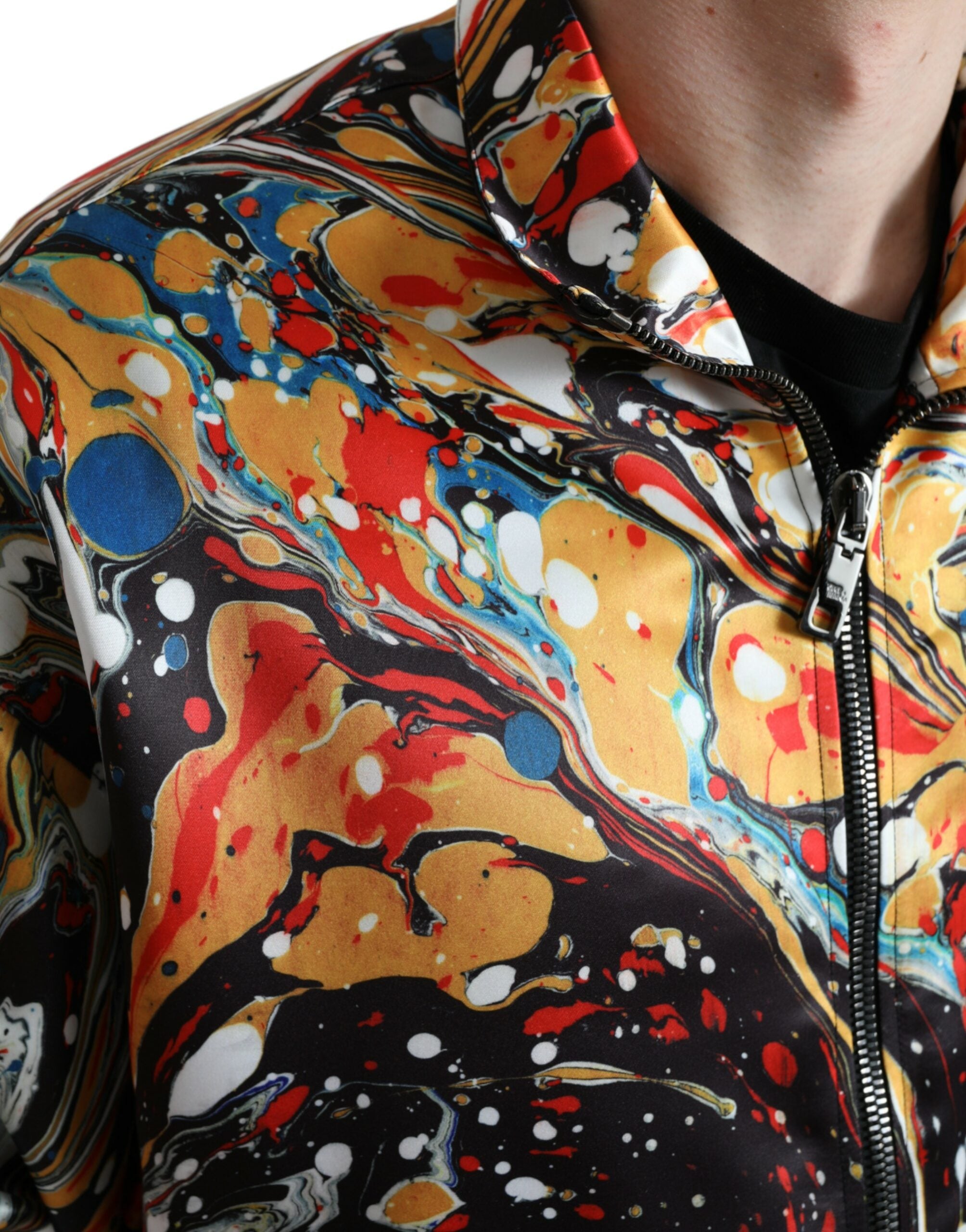Veelkleurige abstracte polyester bomberjack
