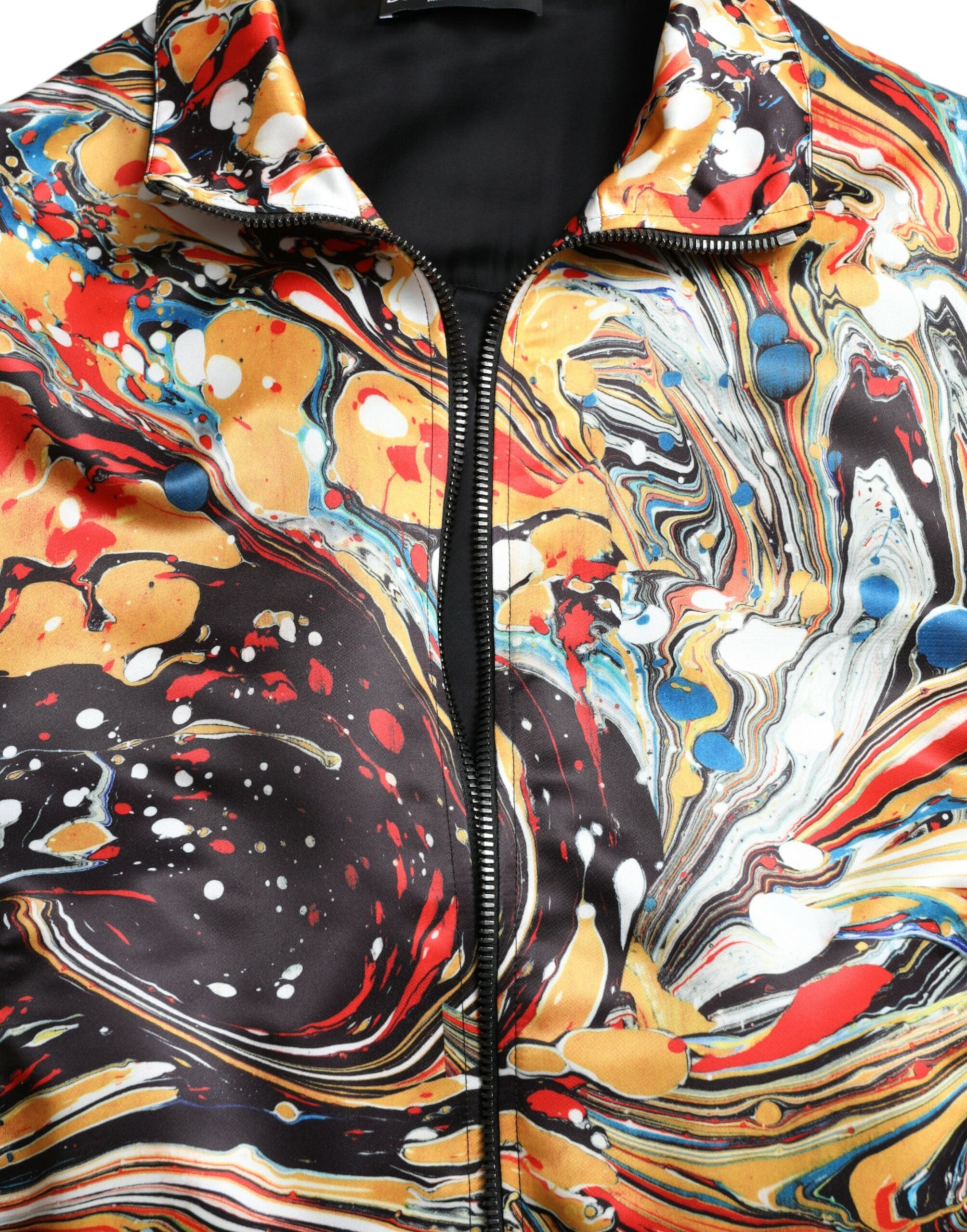 Veelkleurige abstracte polyester bomberjack
