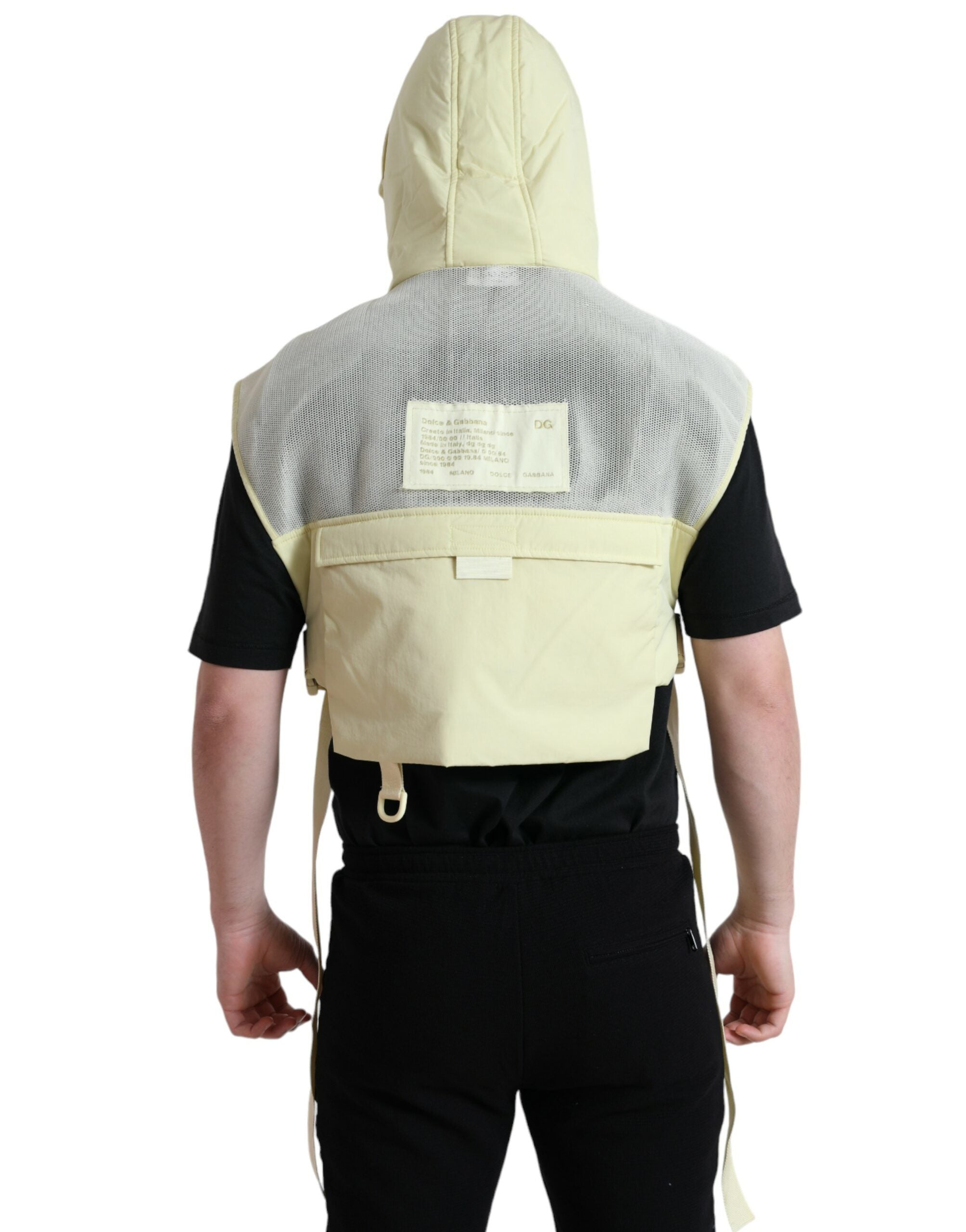 Geel nylon sportvest met capuchon