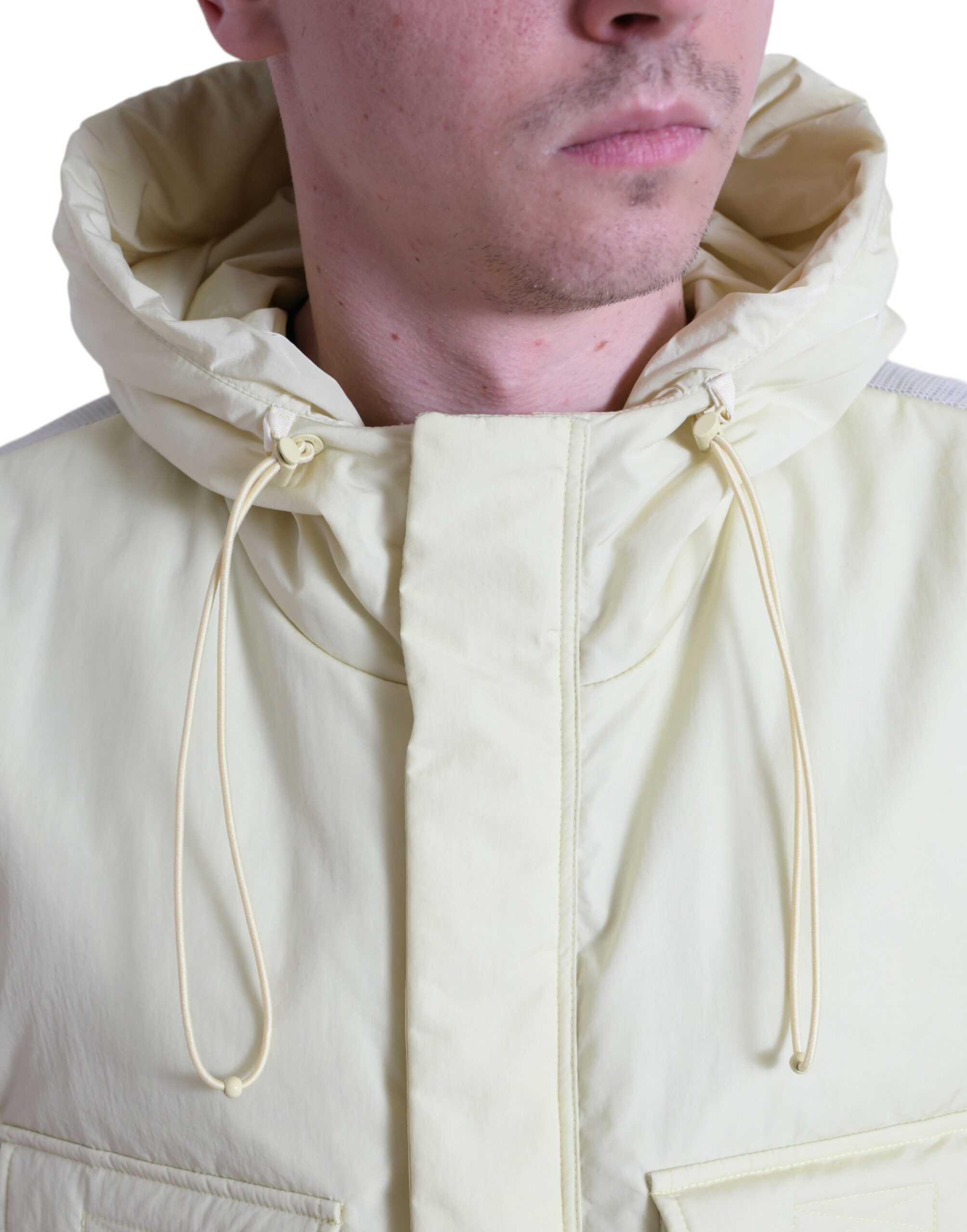 Geel nylon sportvest met capuchon