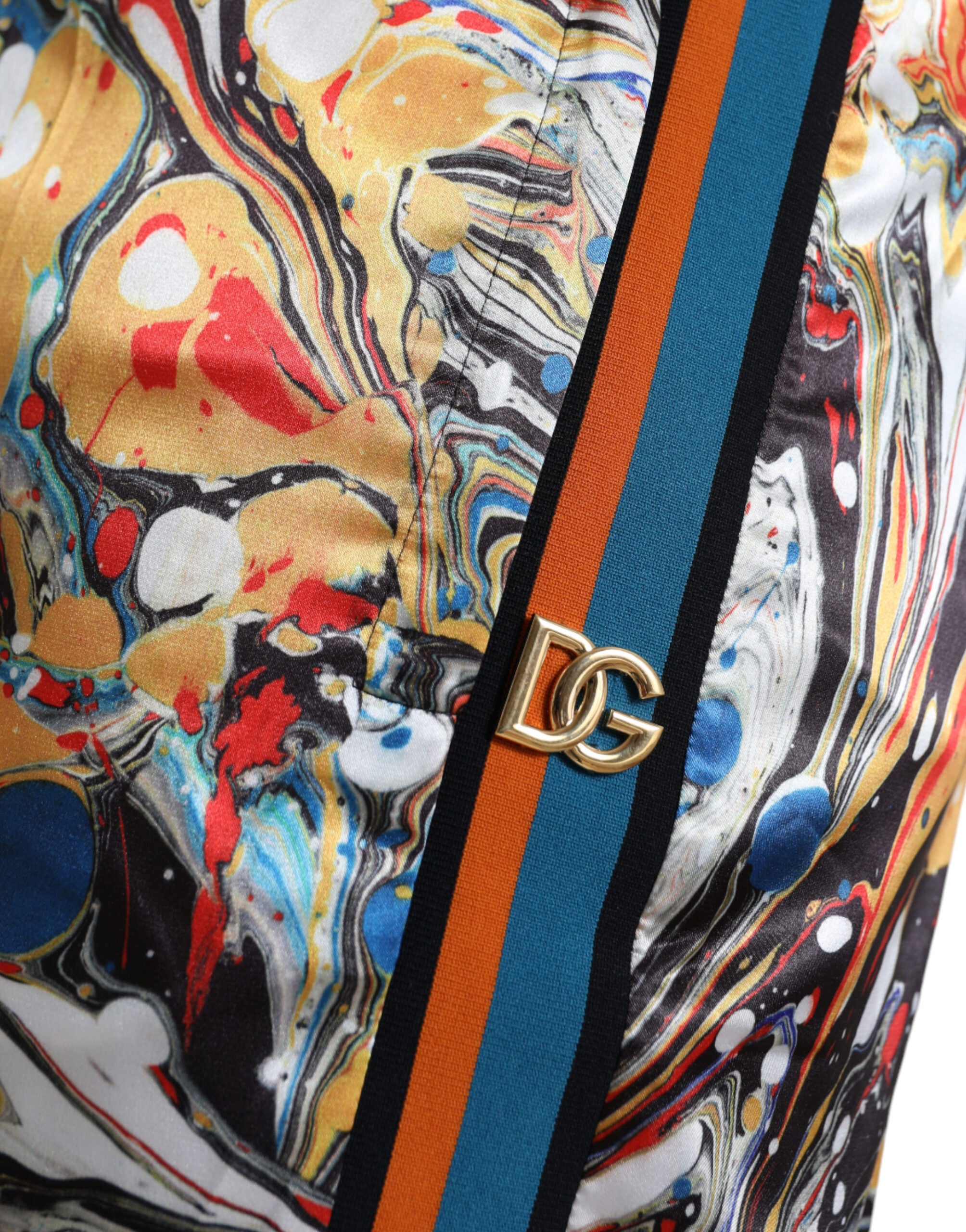 Multicolor satijnen broek met marmerprint