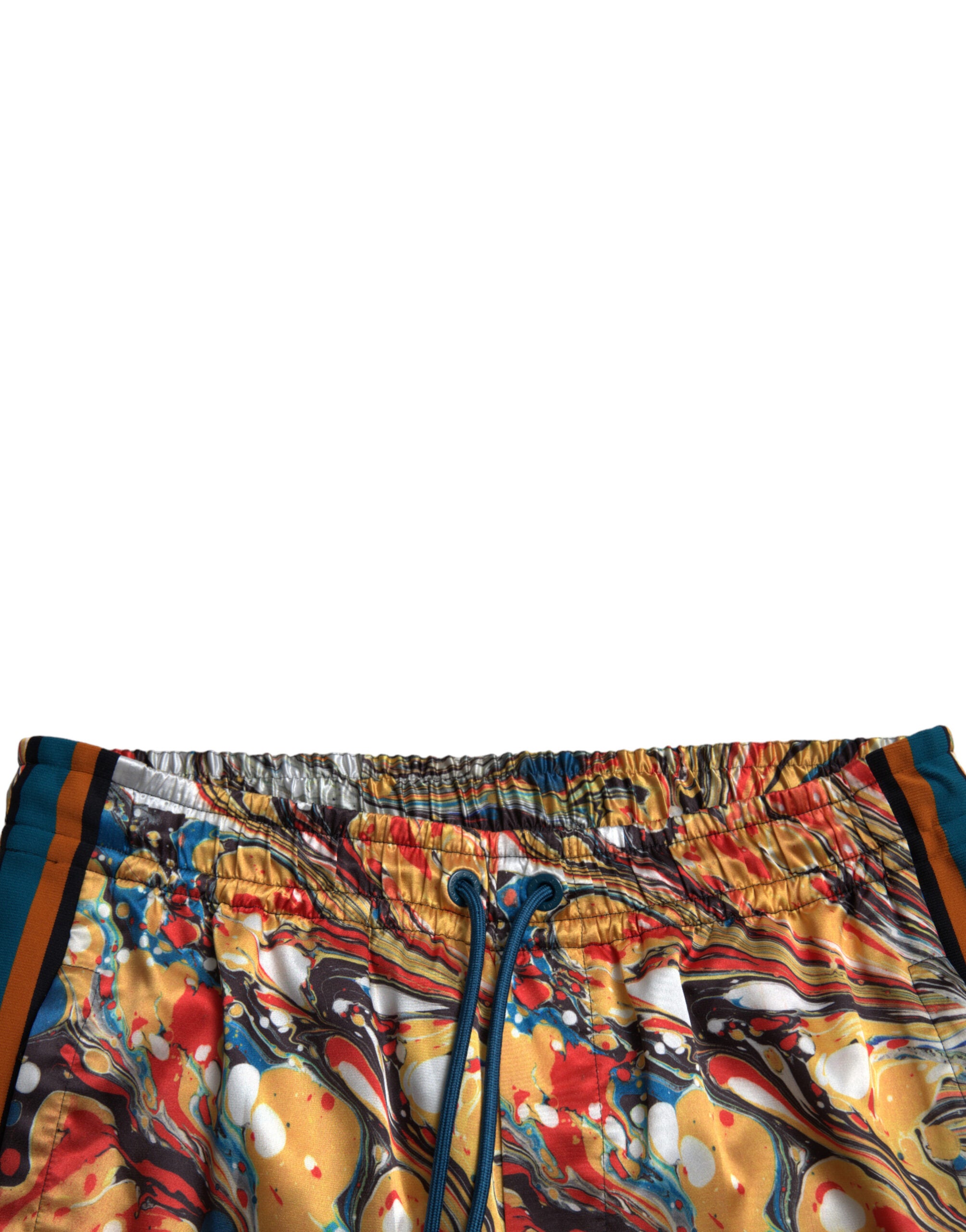 Multicolor satijnen broek met marmerprint