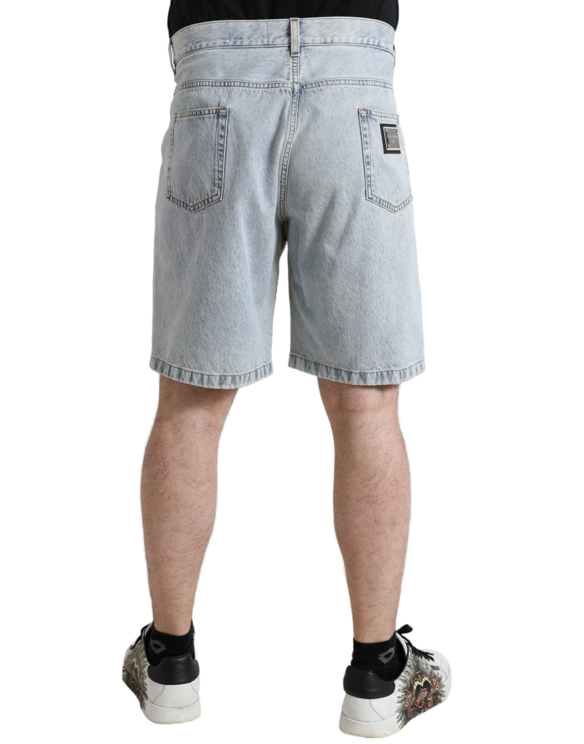 Veelkleurige denim bermudashorts met bloemenprint