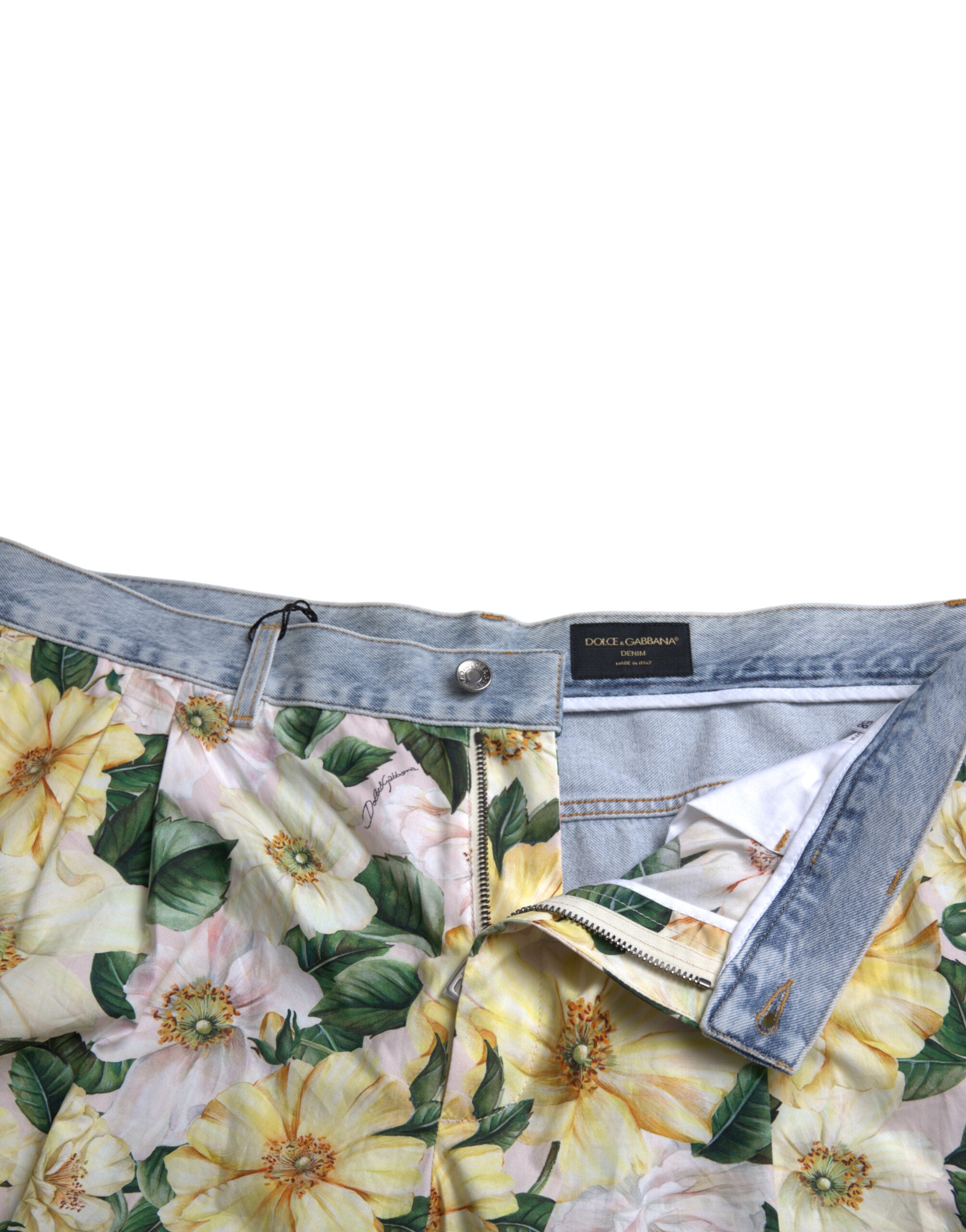Veelkleurige denim bermudashorts met bloemenprint
