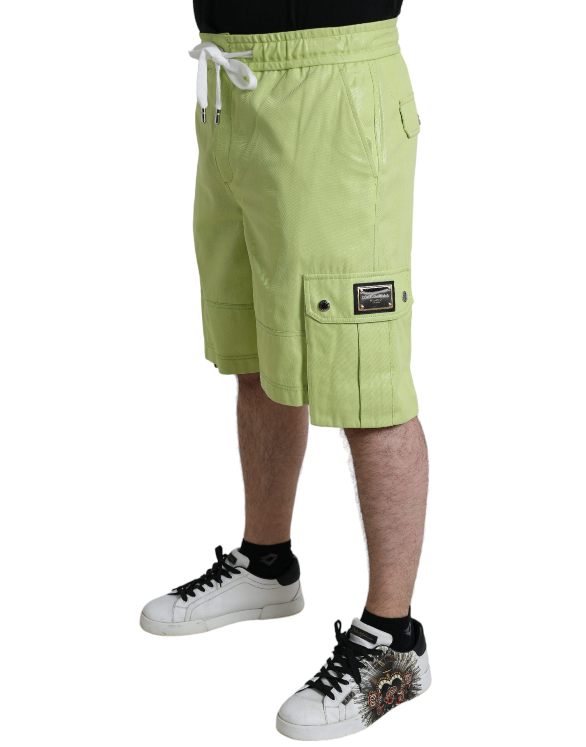 Lichtgroene katoenen cargo bermudashorts voor heren
