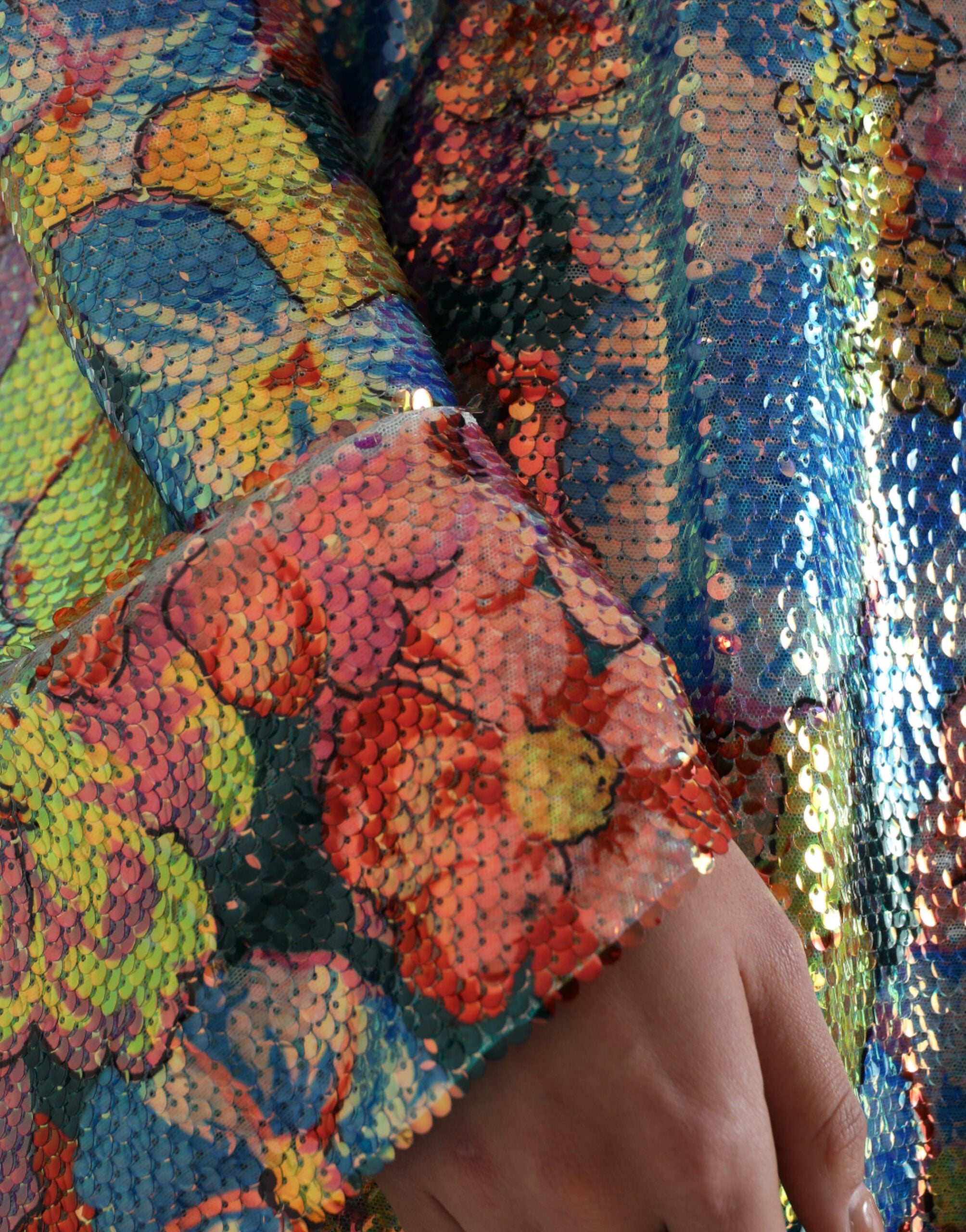 Multicolor bloemen pailletten shift mini-jurk