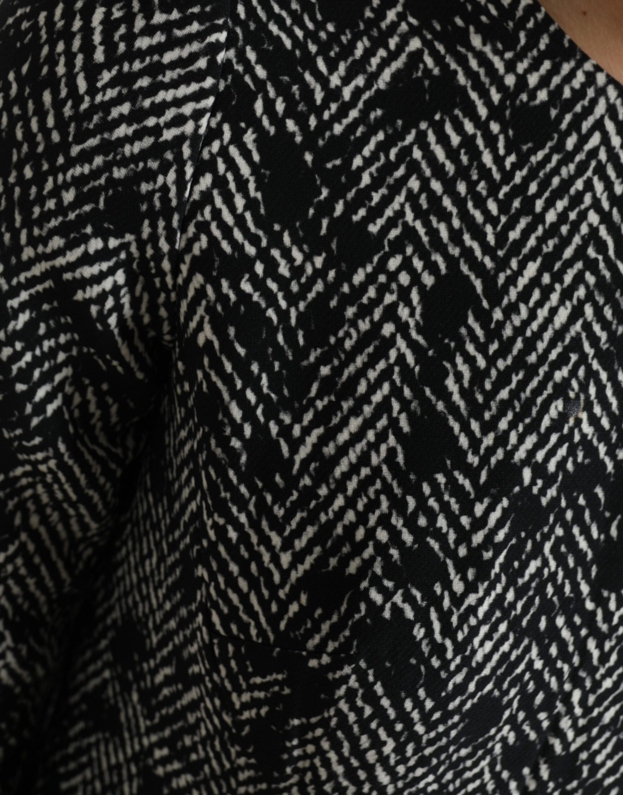 Zwarte Chevron Polyester Shift Mini-jurk