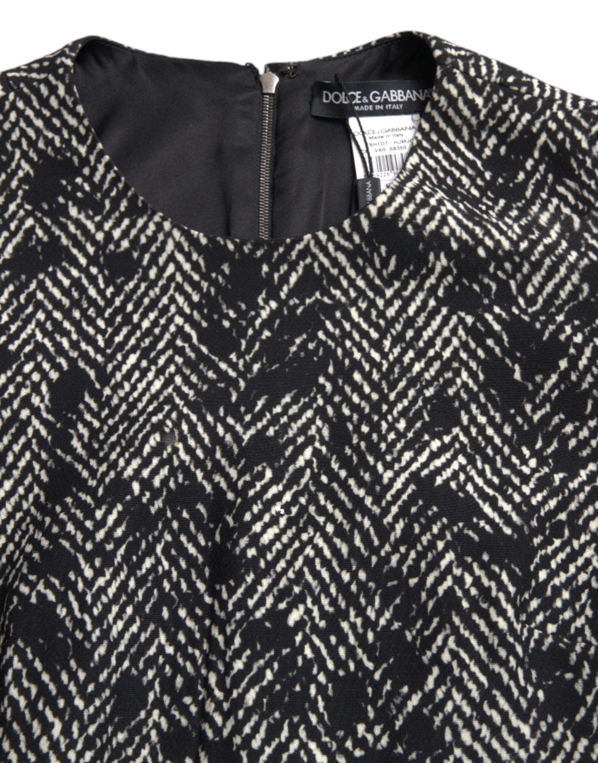 Zwarte Chevron Polyester Shift Mini-jurk