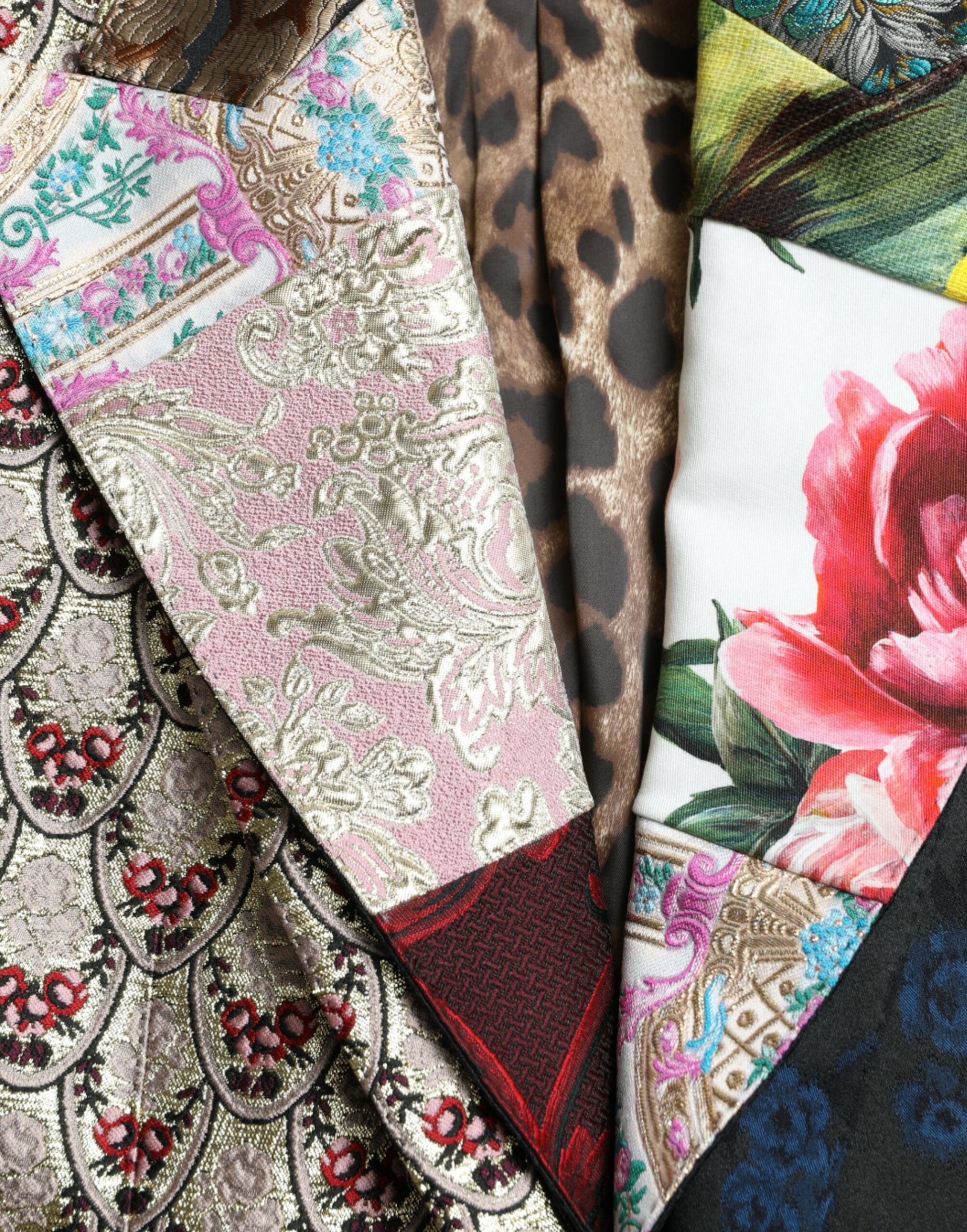Veelkleurige jacquardjas met bloemenpatchwork