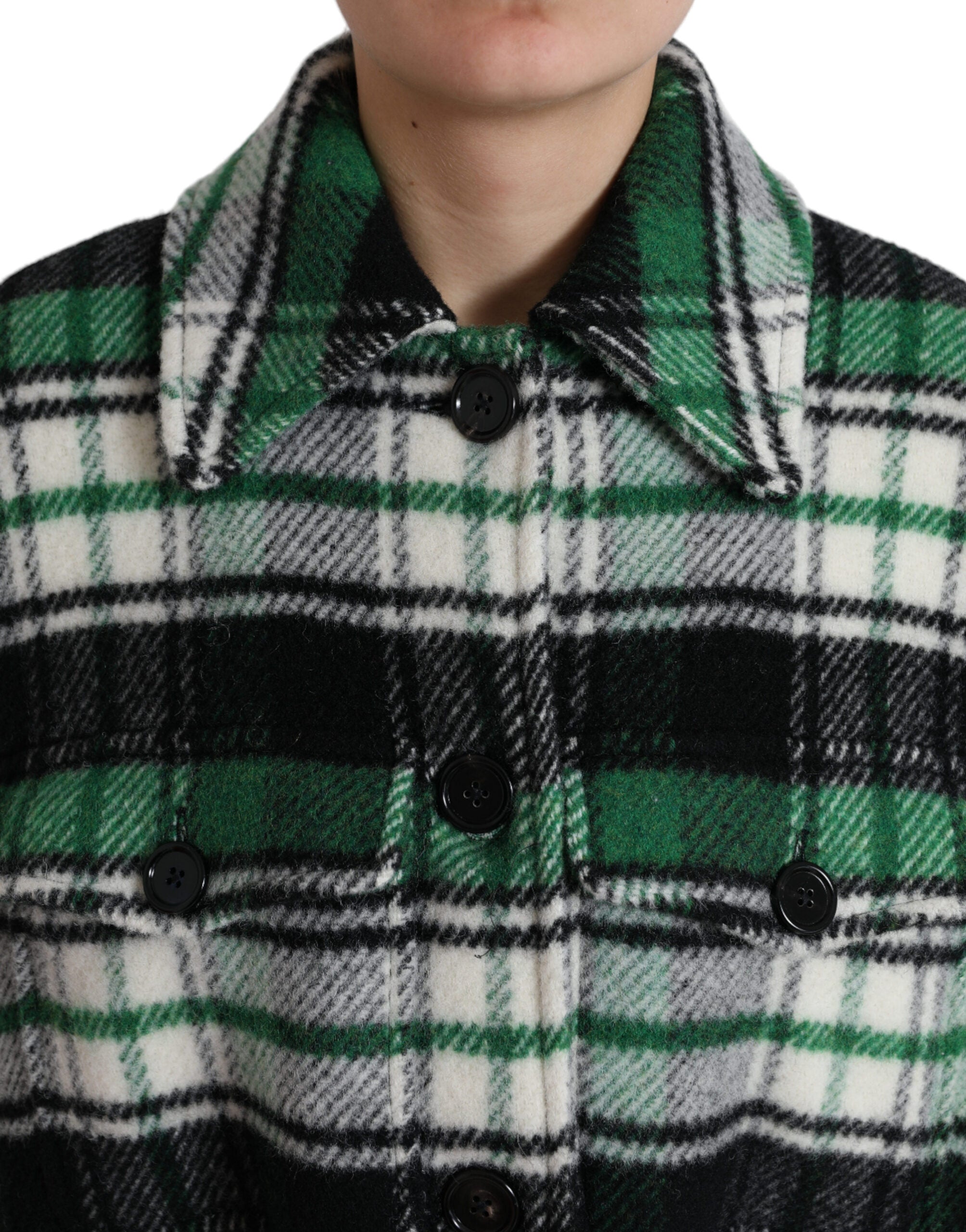 Groen geruit lang mouw casual jasjack