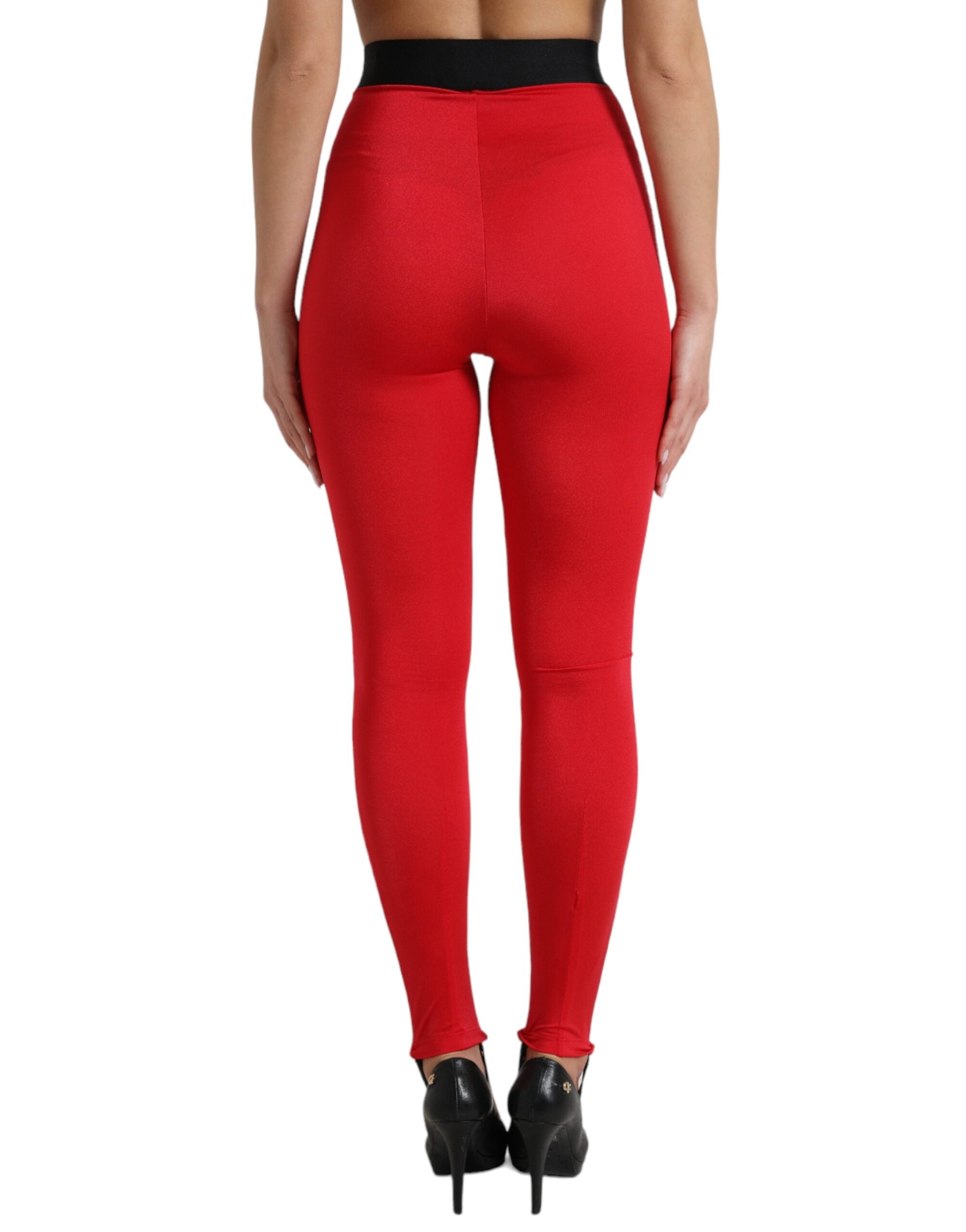 Rode nylon DG-logo slim leggingbroek