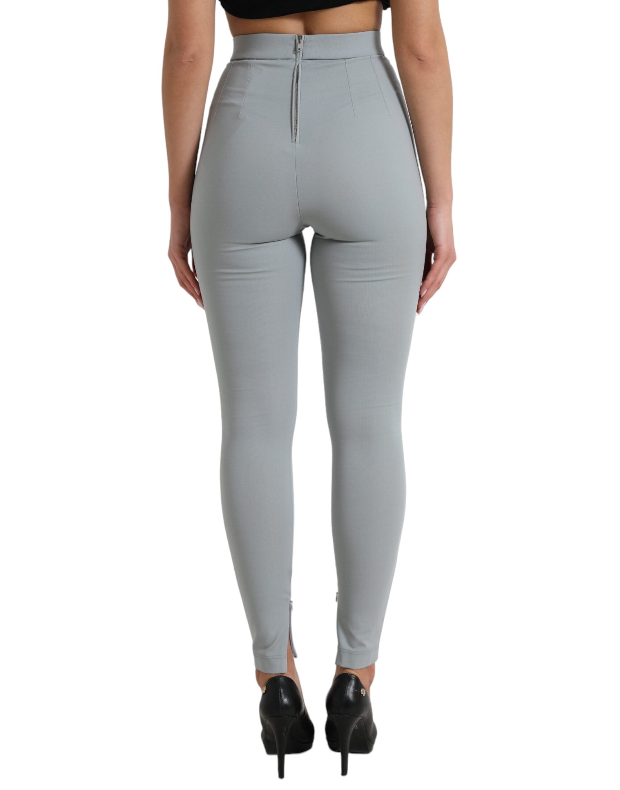 Grijze nylon slim-fit broek