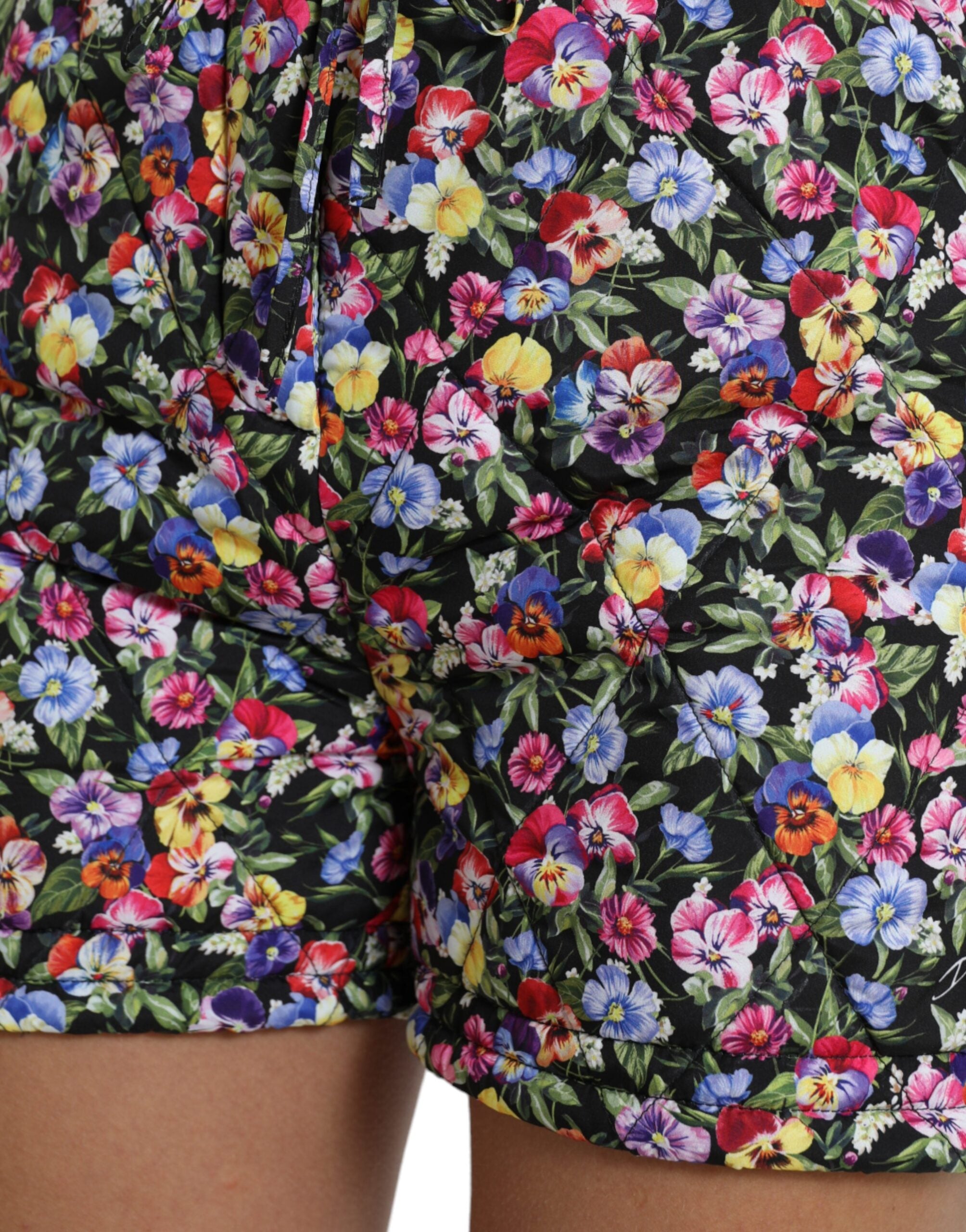 Veelkleurige bloemen hoge taille hotpants shorts