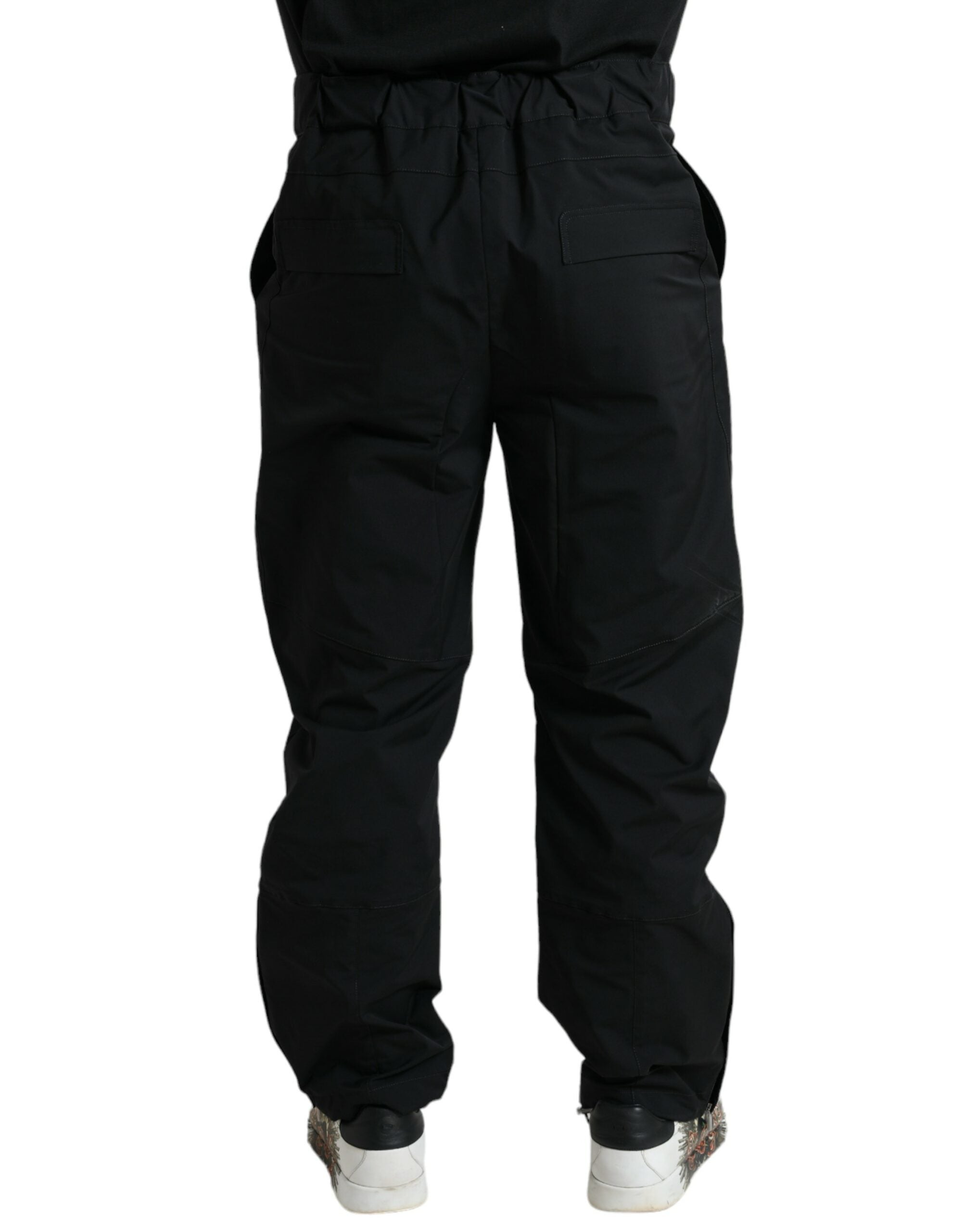 Zwarte polyester logo rechte broek
