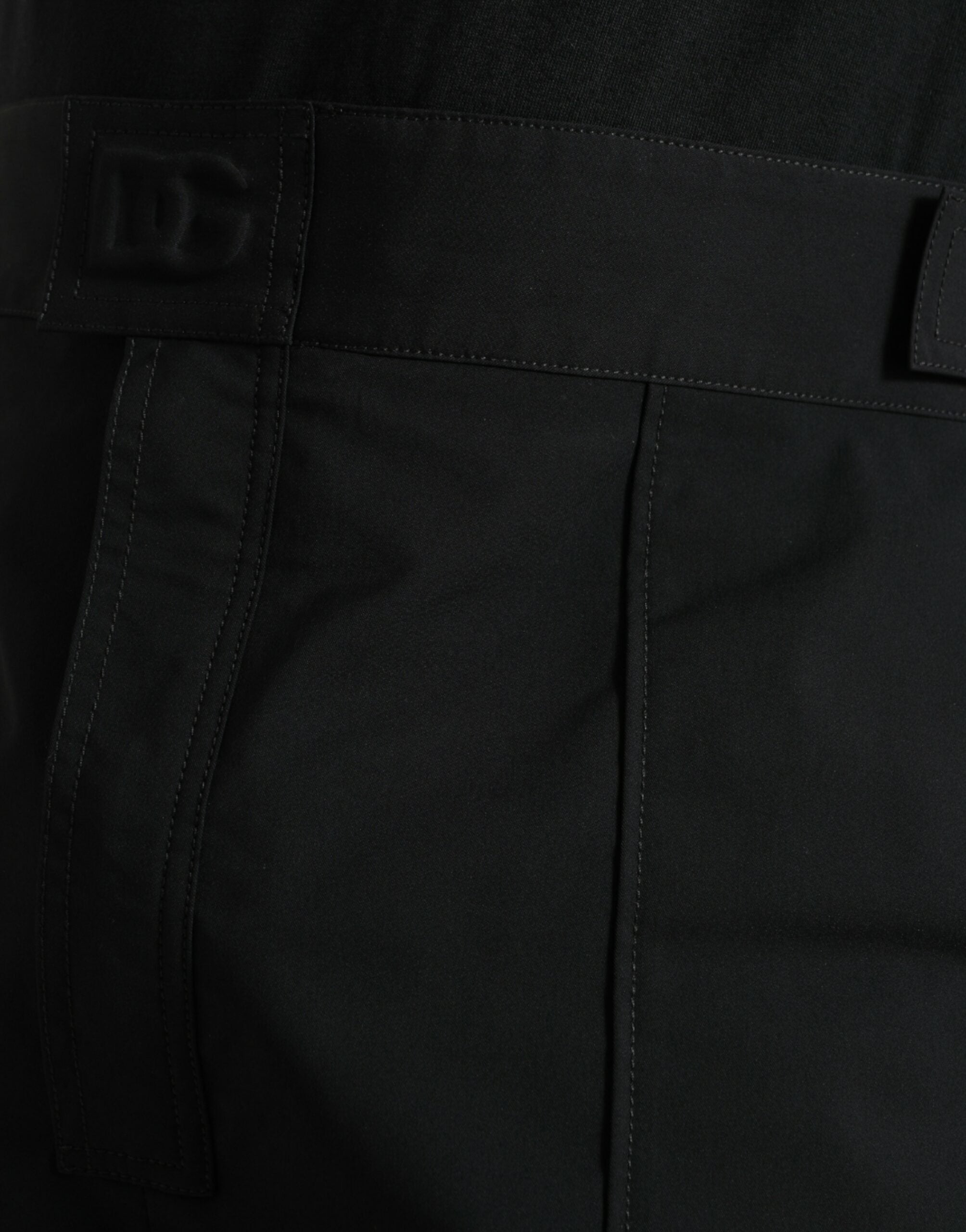 Zwarte polyester logo rechte broek