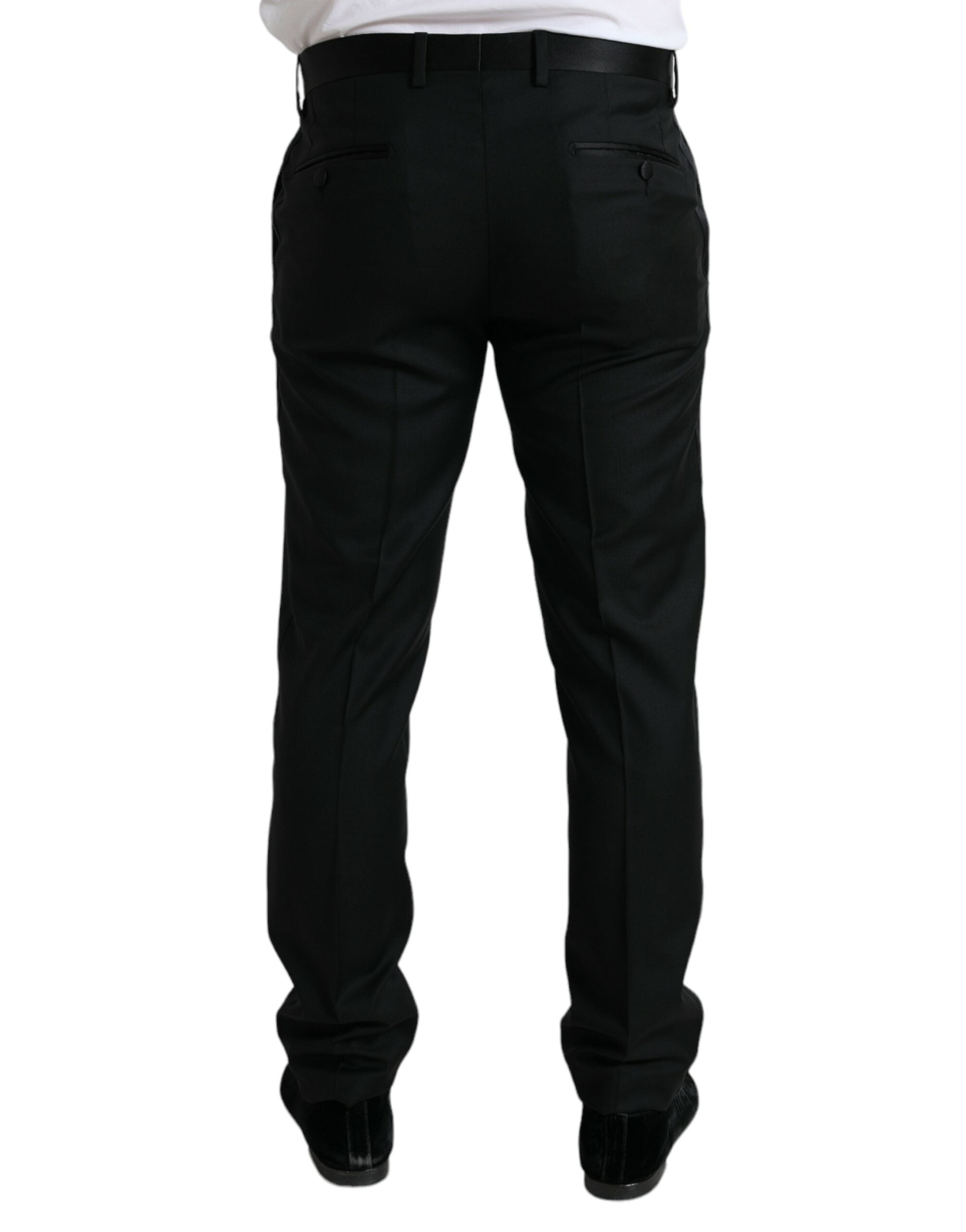 Zwarte wollen slim fit formele pantalon