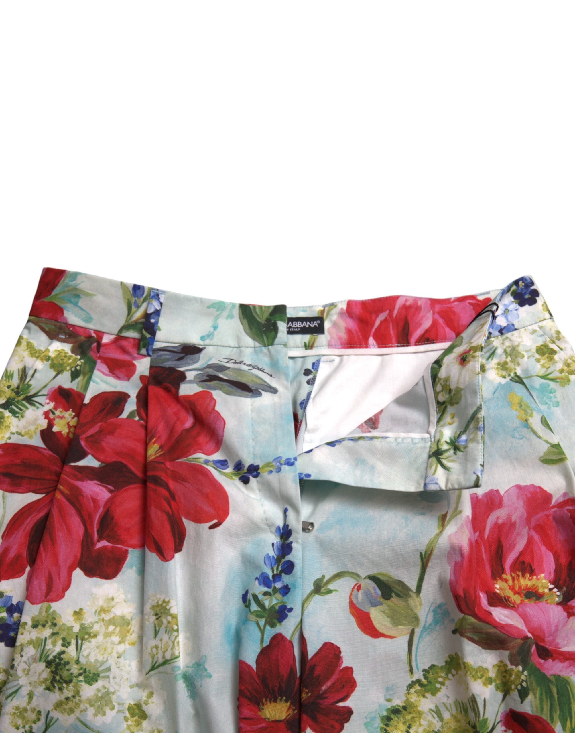 Multicolor bloemen hoge taille wijde broek
