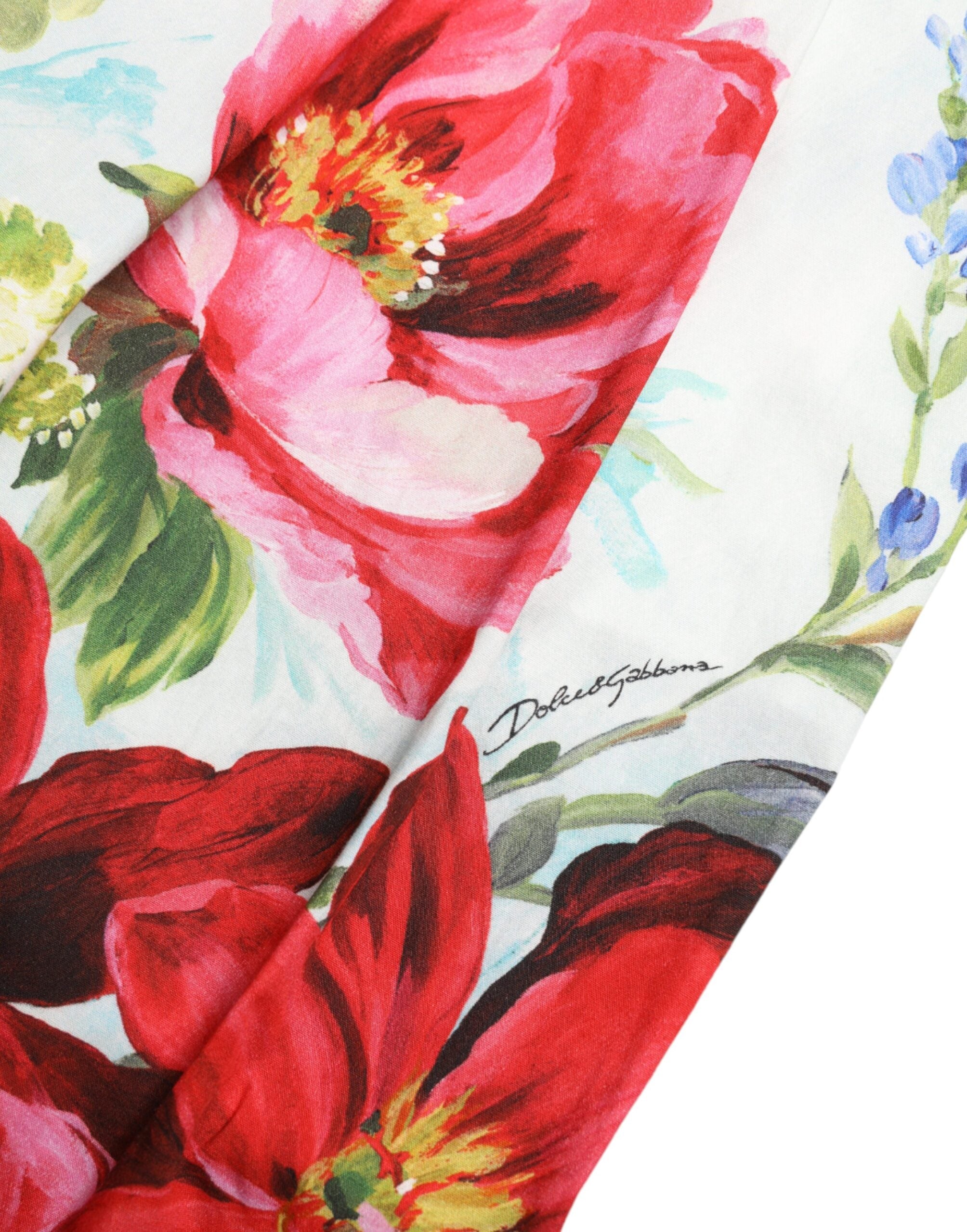 Multicolor bloemen hoge taille wijde broek