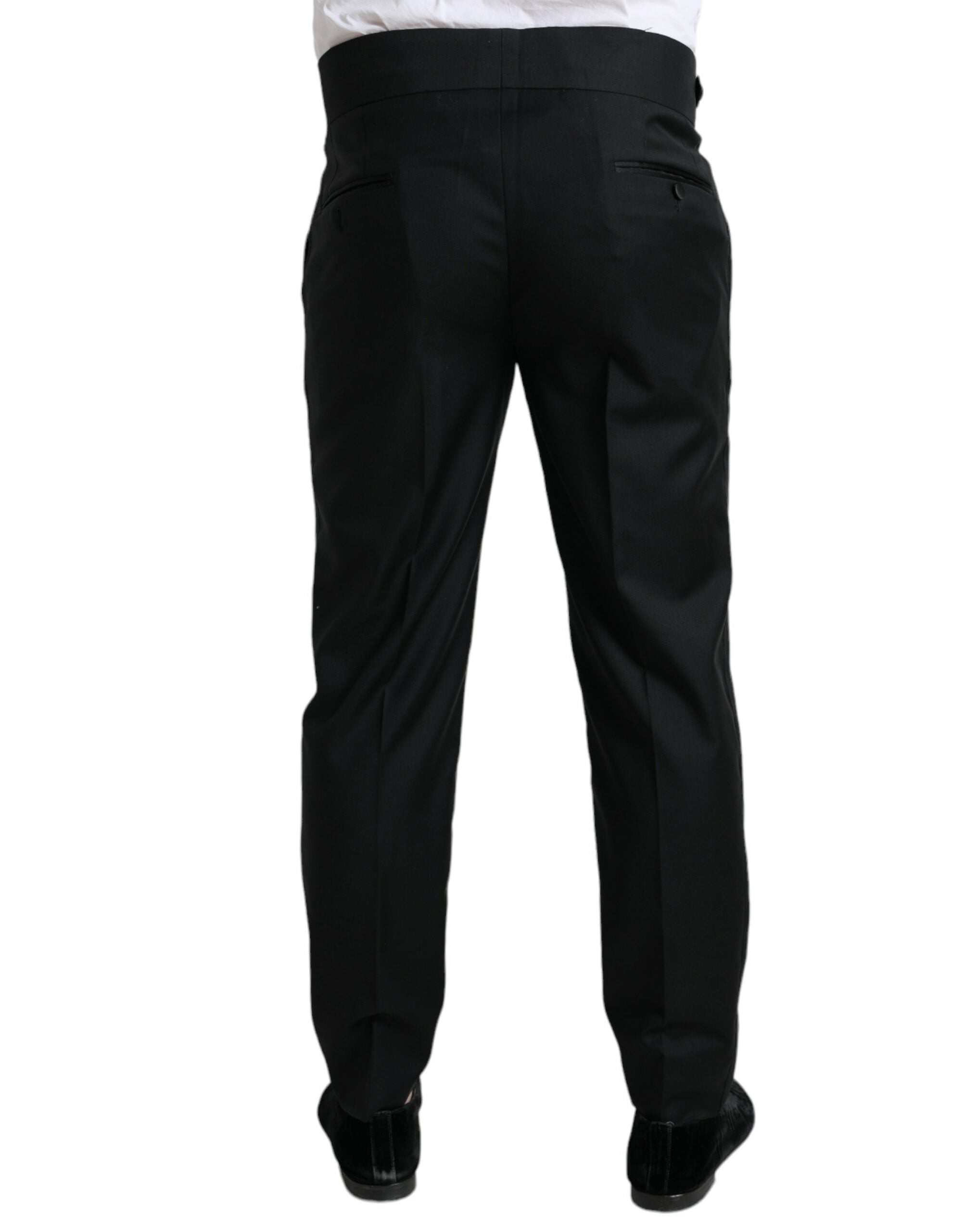 Zwarte wollen slim fit formele pantalon