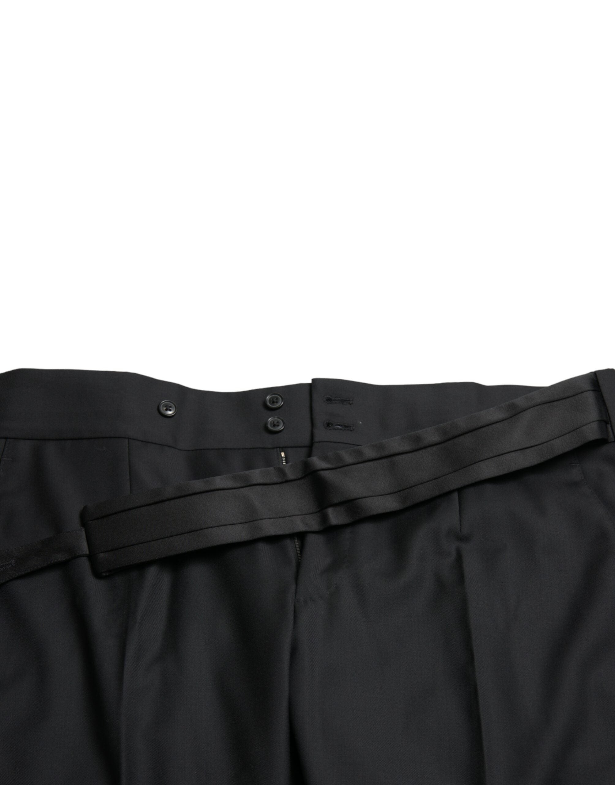 Zwarte wollen slim fit formele pantalon