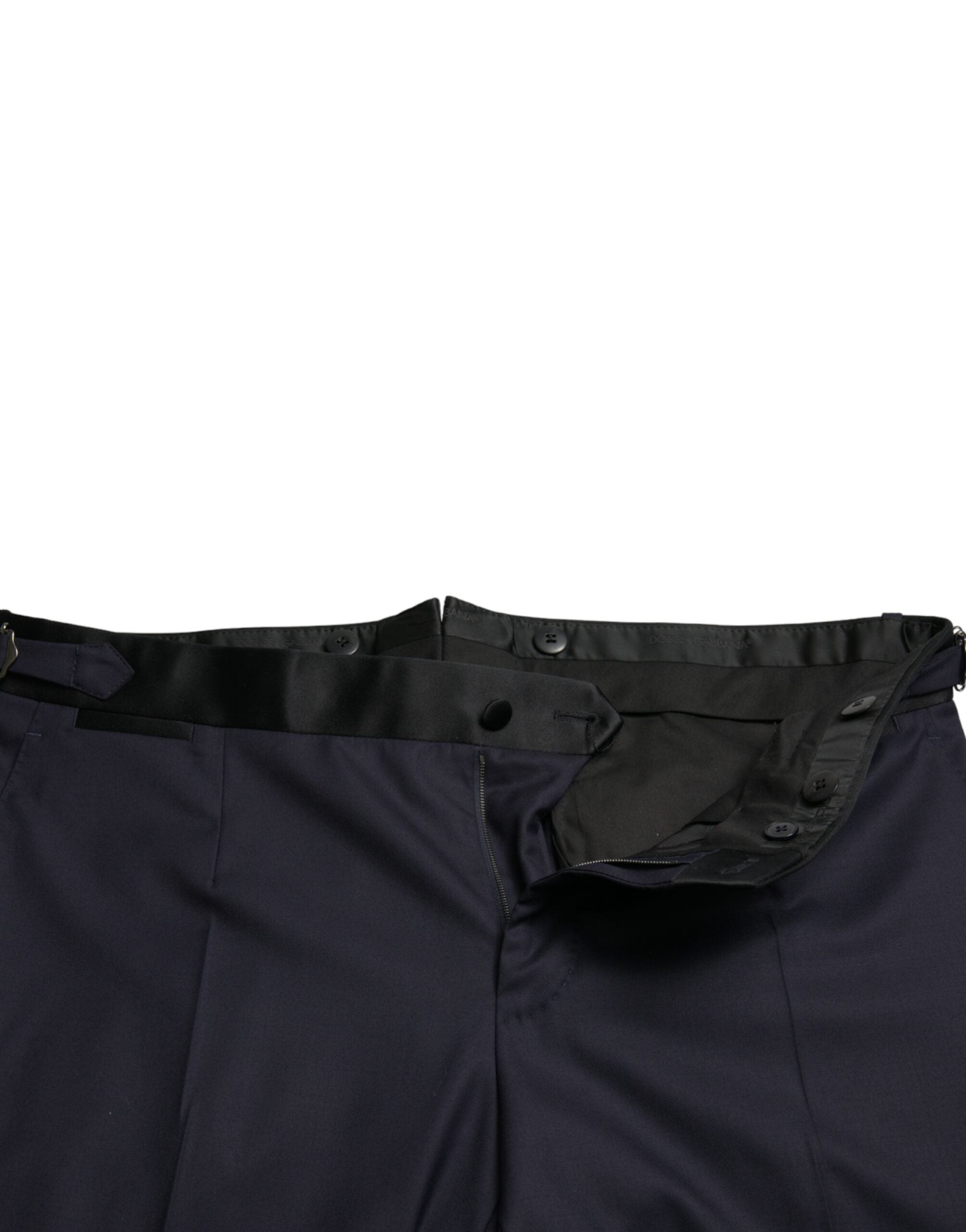Blauwe wollen cropped taps toelopende broek
