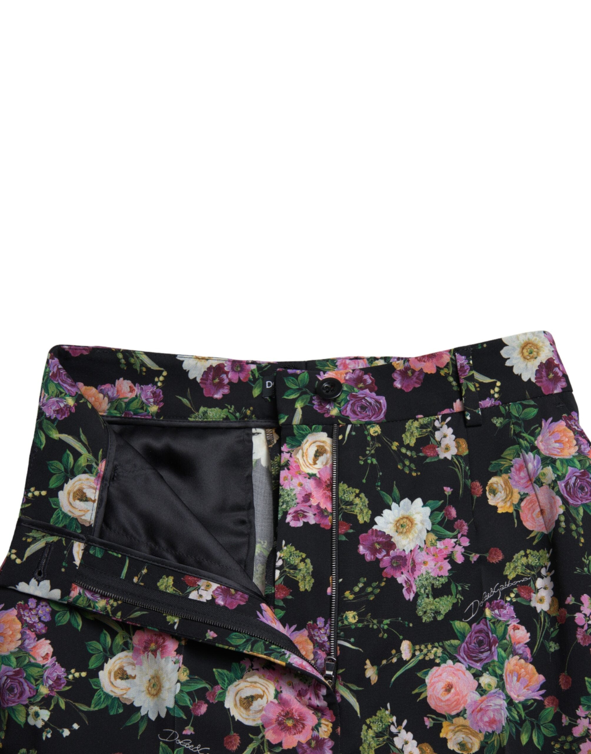 Zwarte wollen broek met hoge taille en wijde pijpen