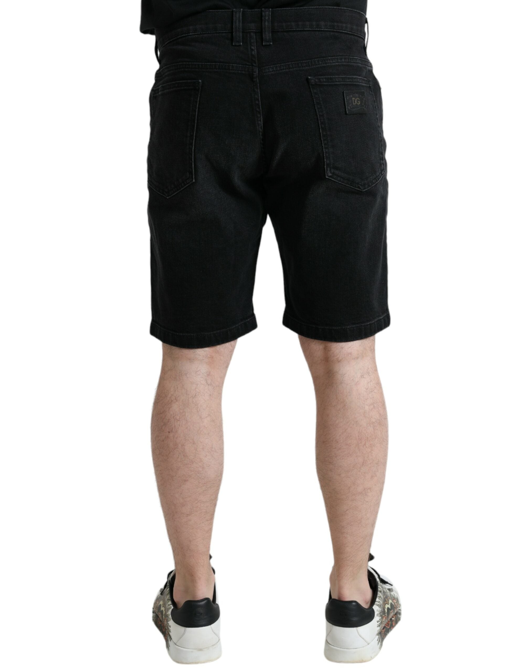 Zwarte katoenen stretch Bermuda denim shorts