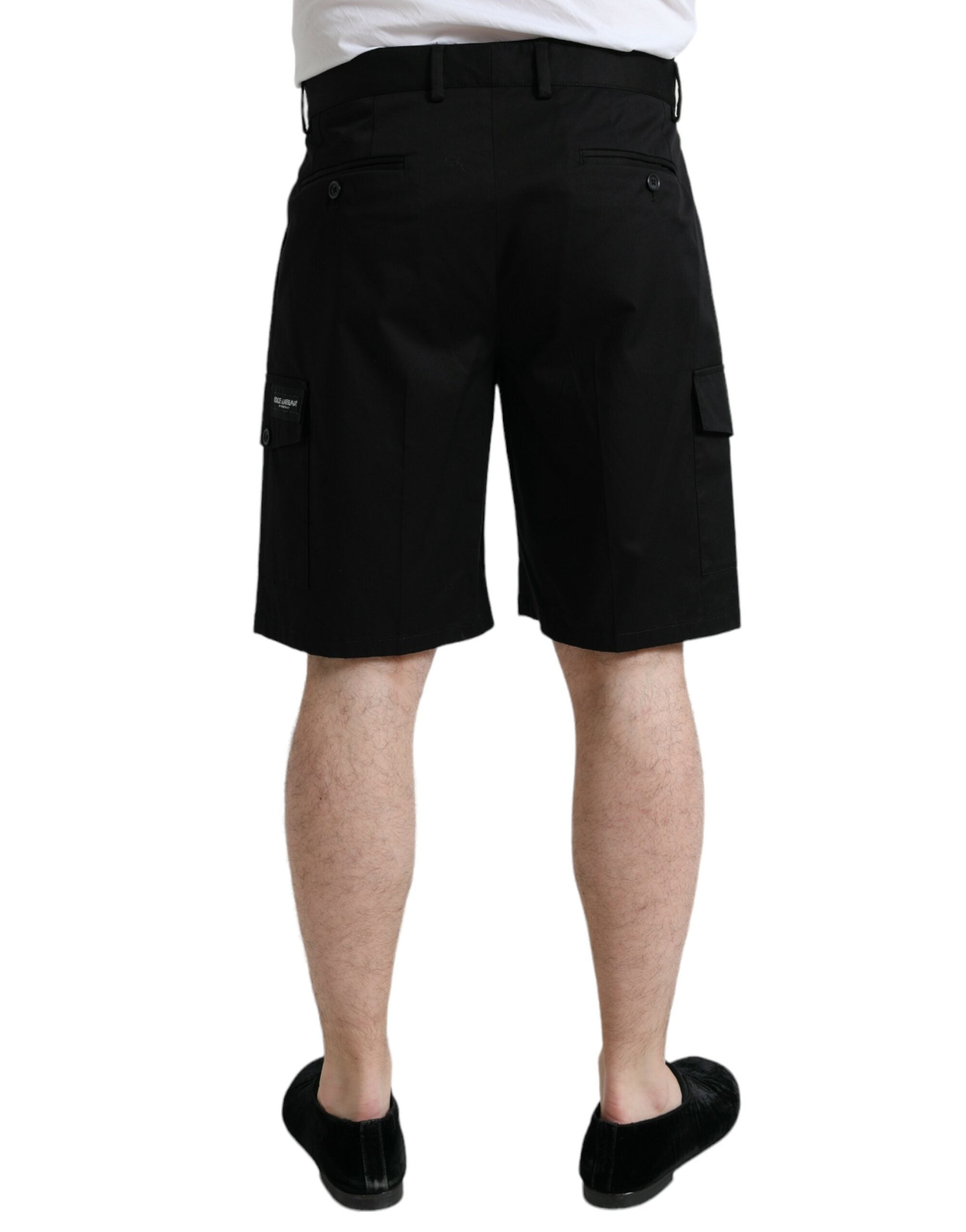 Zwarte katoenen stretch cargo bermudashorts