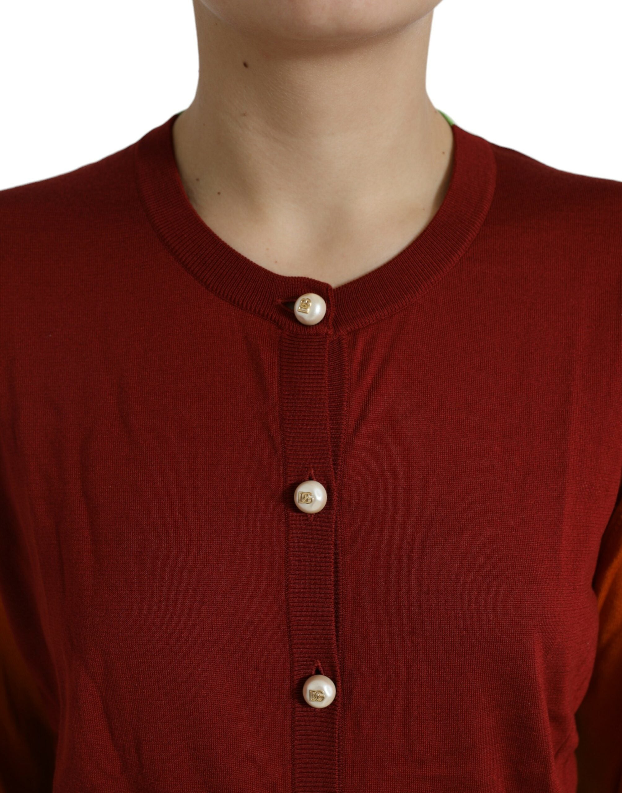 Veelkleurige Cardigan Color Block Zijden Ronde Hals Trui
