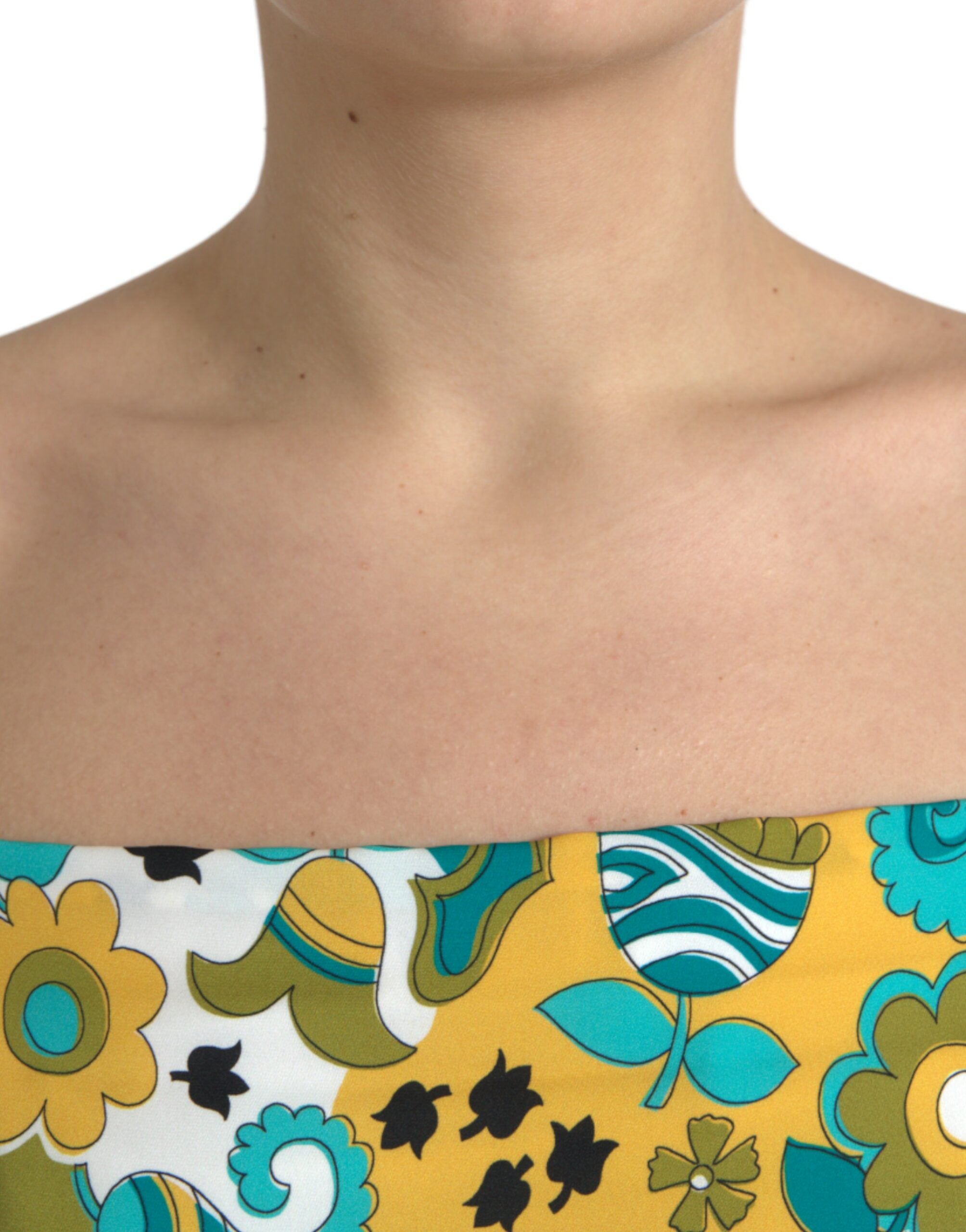 Meerkleurige bloemen mouwloze crop top