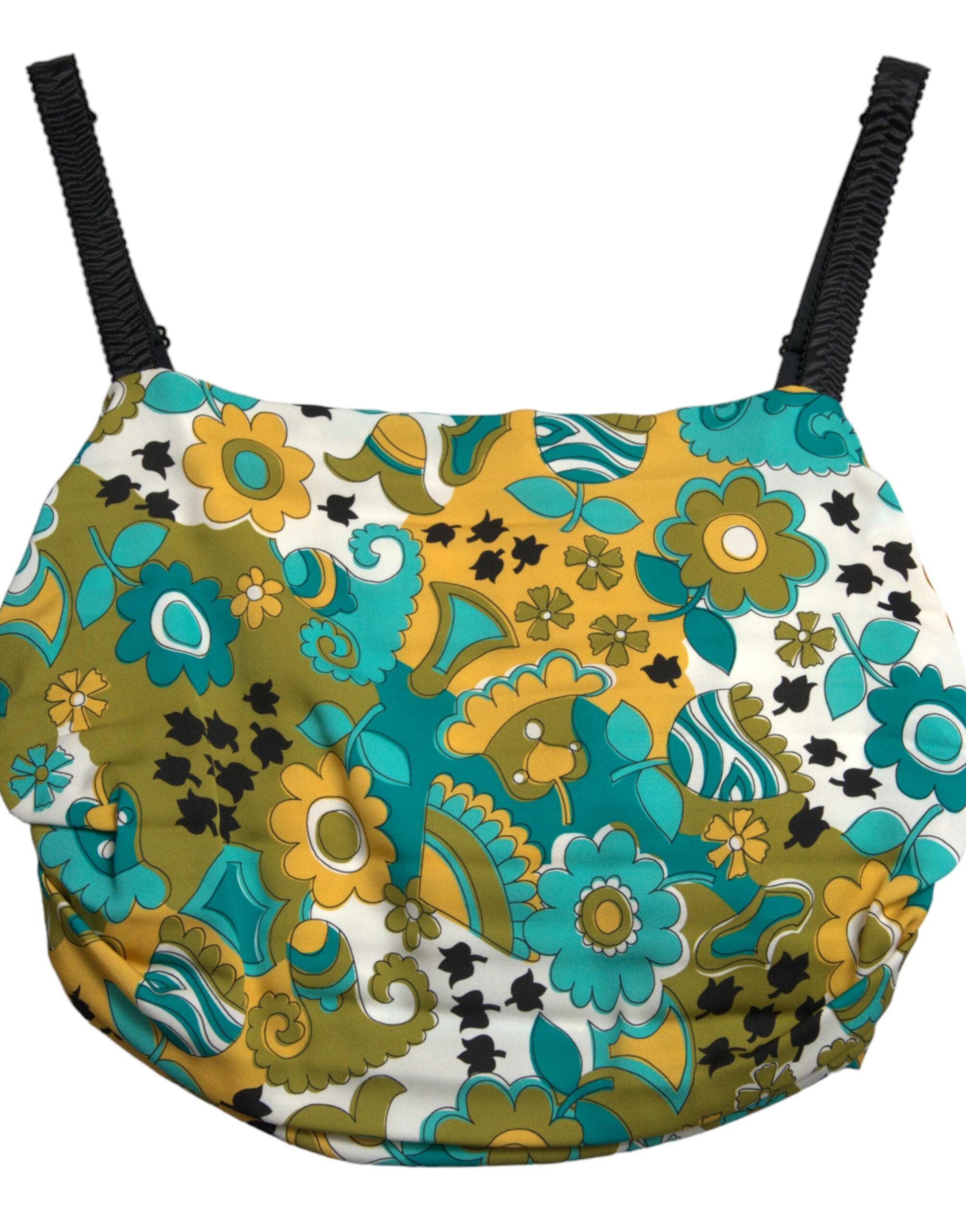 Meerkleurige bloemen mouwloze crop top
