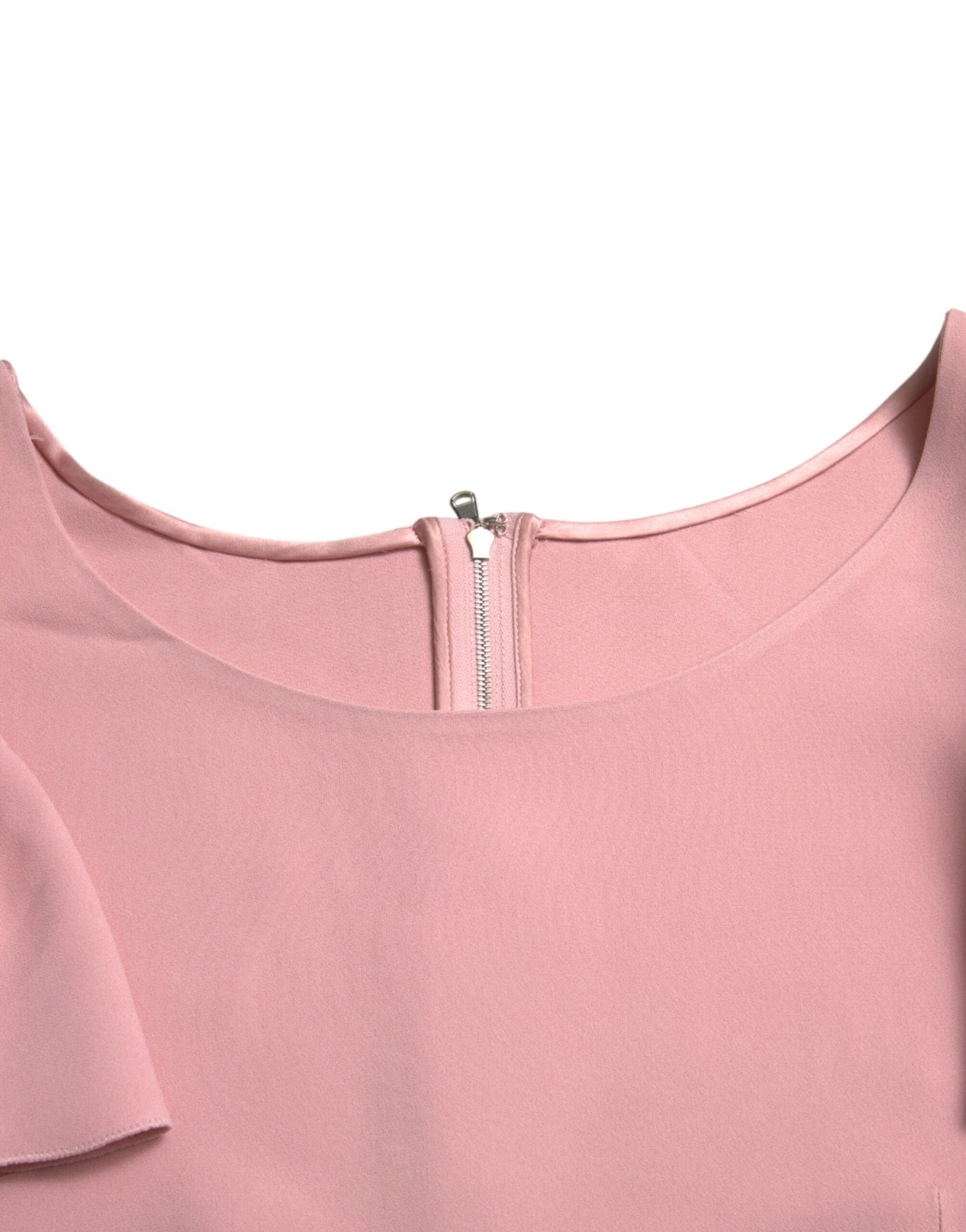 Roze blouse met korte mouwen en ronde hals