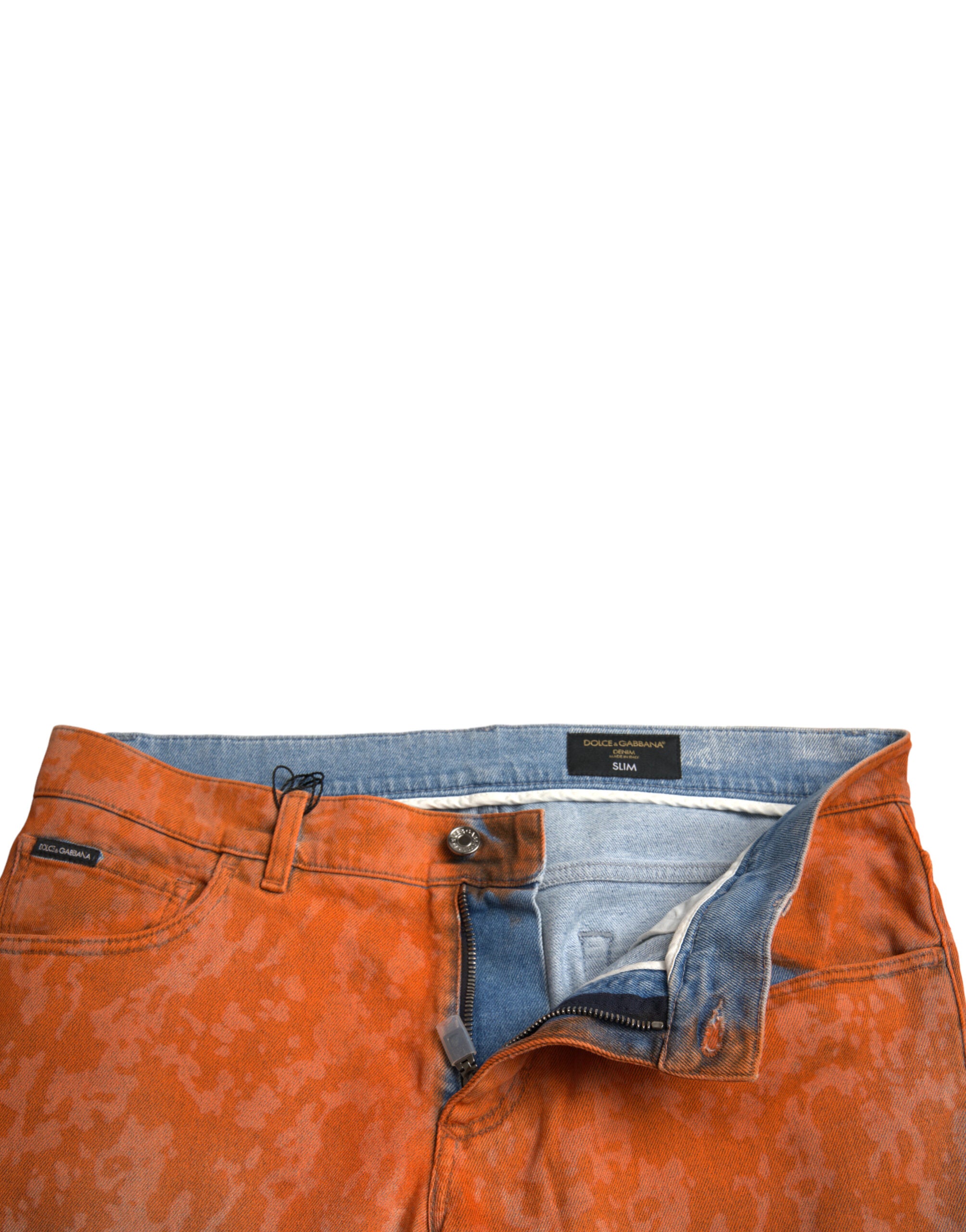 Многоцветни омбре памучни дънки Slim Fit