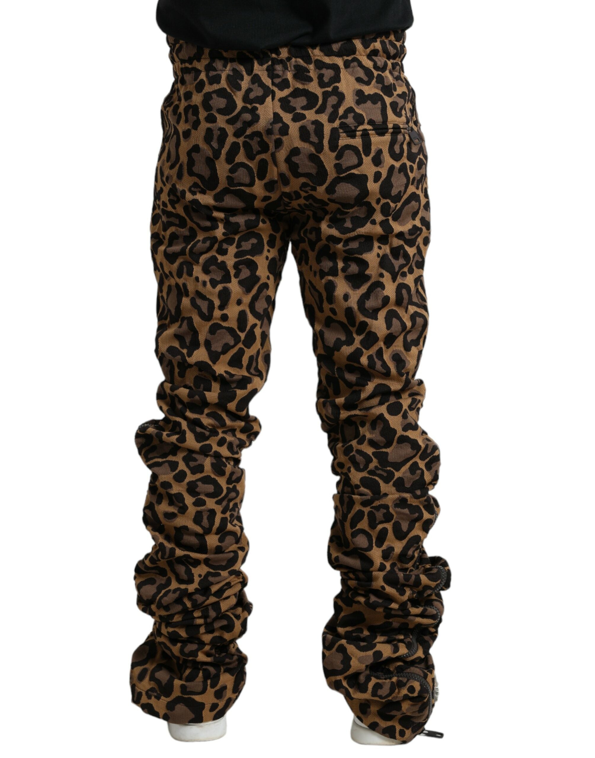 Bruine luipaard jacquard joggingbroek