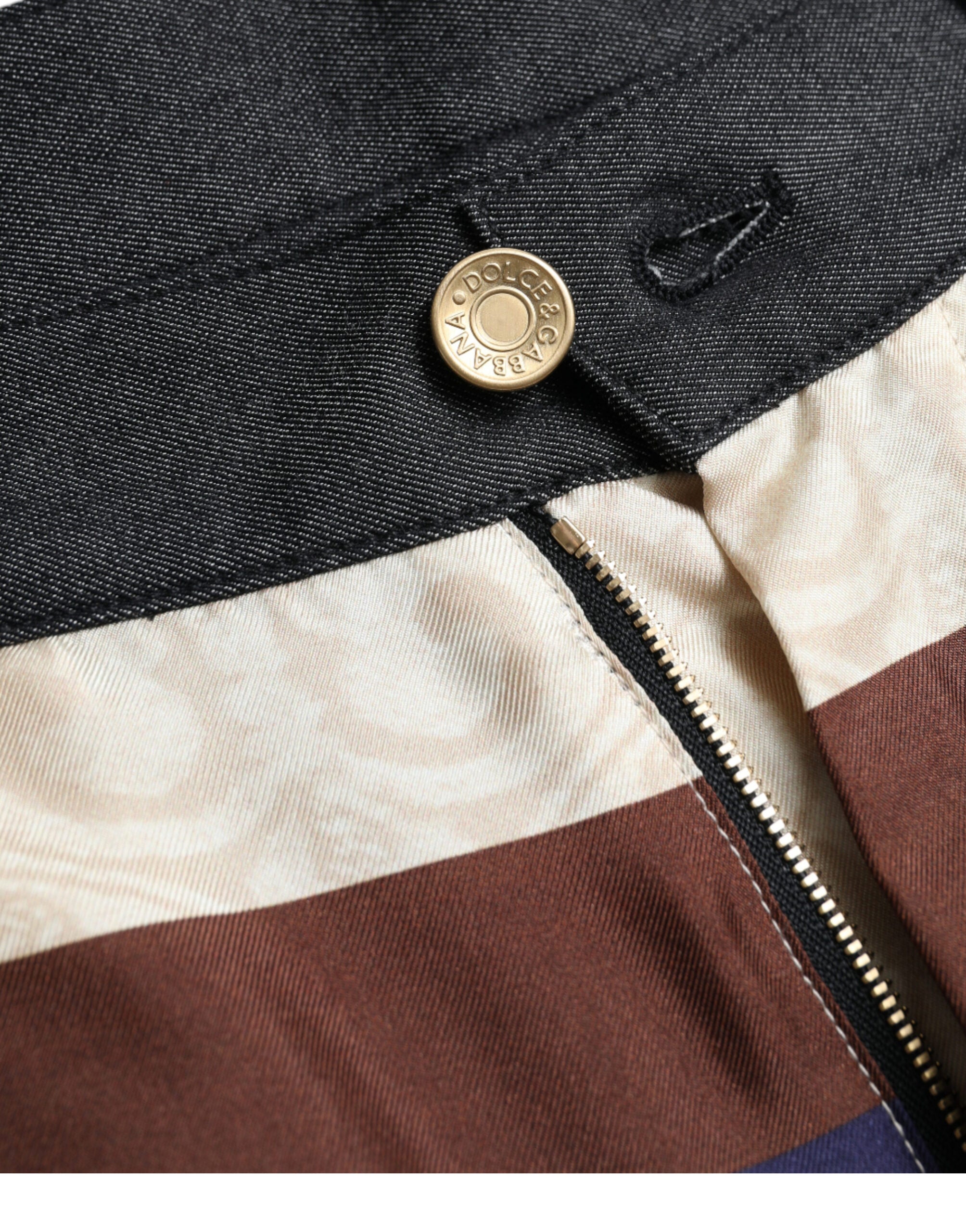 Veelkleurige heraldische skinny herenbroek