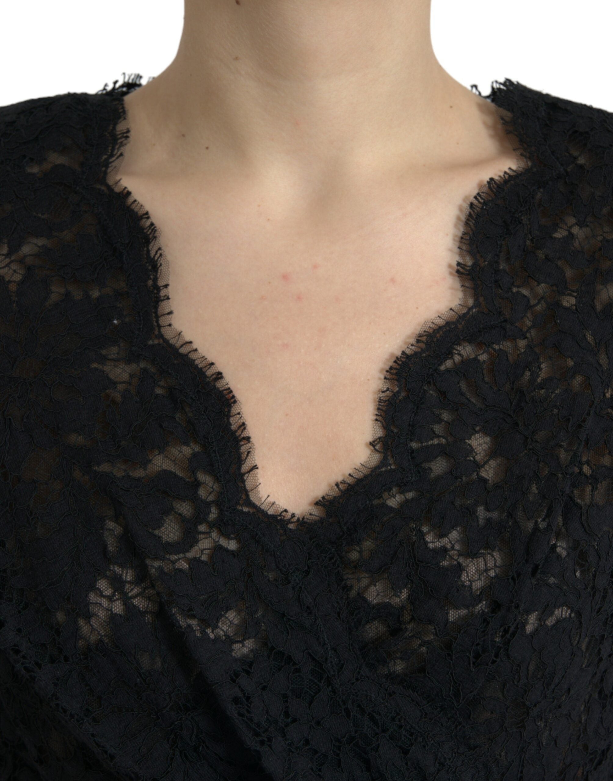 Zwarte bodycon kanten katoenen mantelminijurk