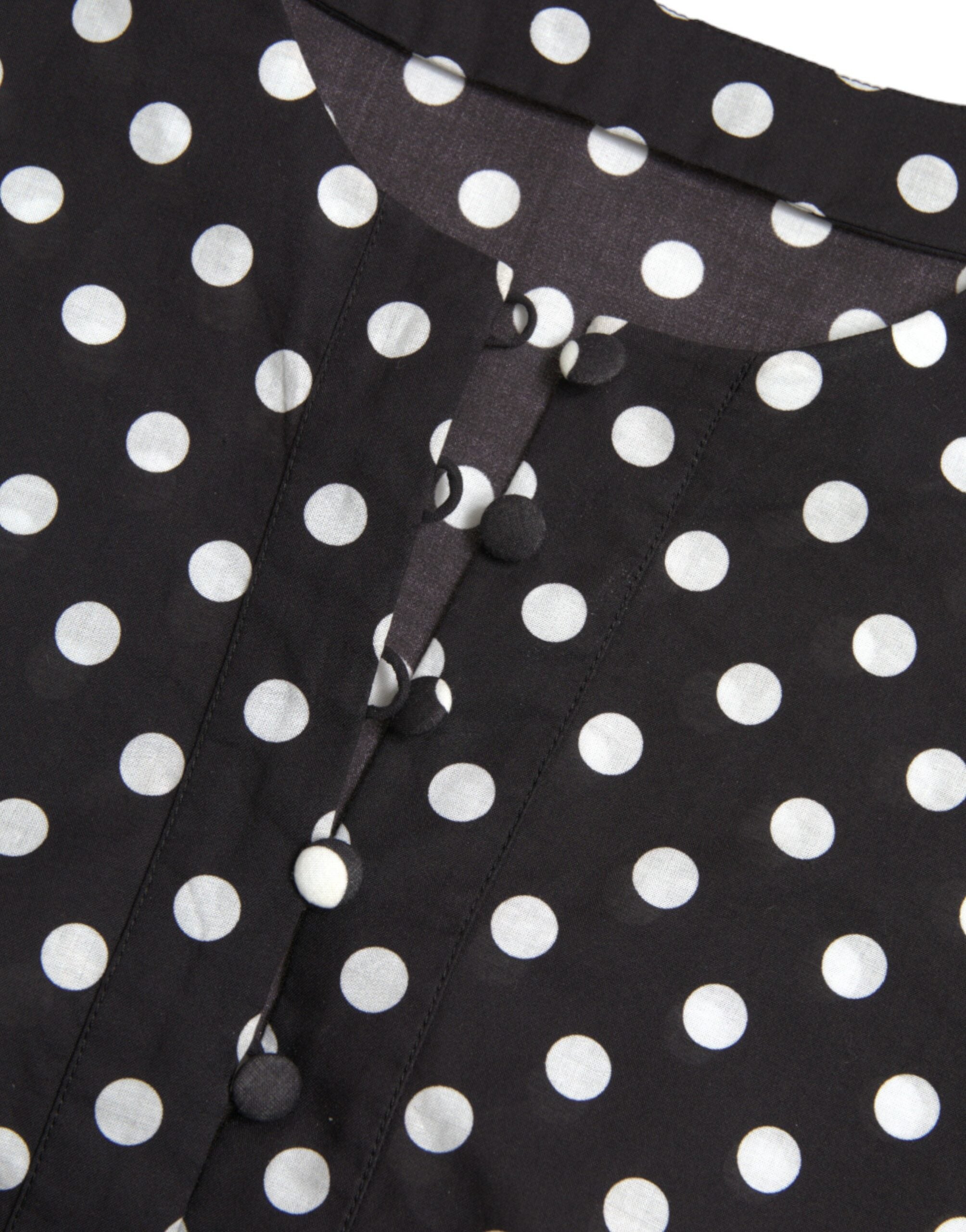 Zwart-witte nylon mini-jurk met stippen