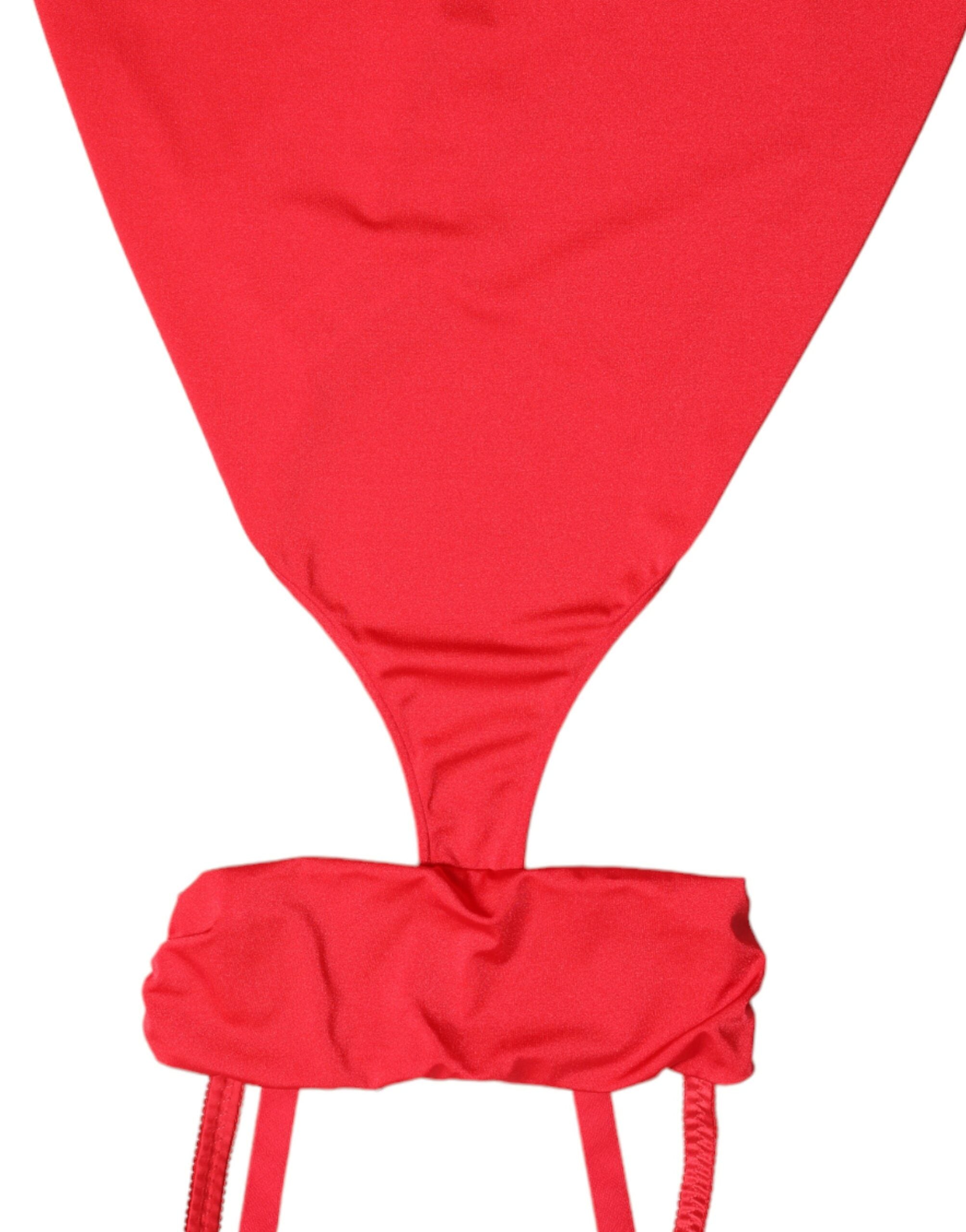 Rode, uitgesneden nylon mouwloze mini-jurk