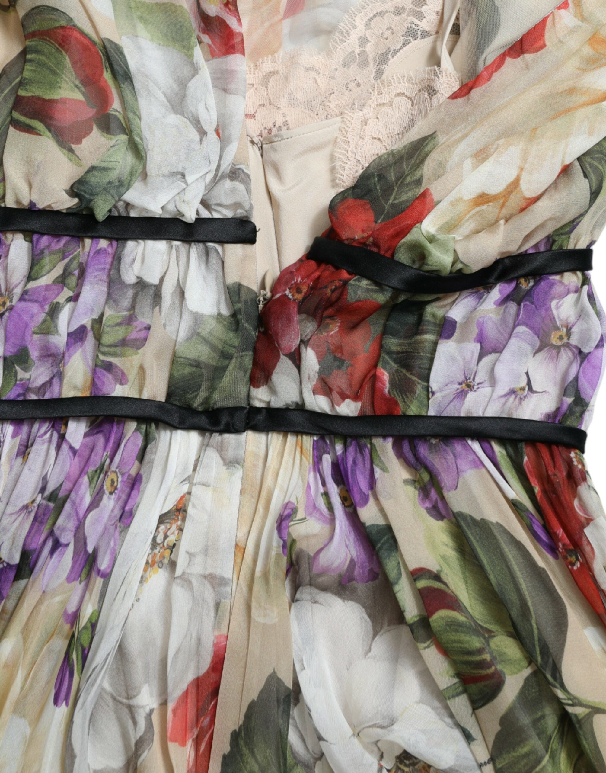 Beige A-lijn minijurk met bloemenprint en mouwloos patroon