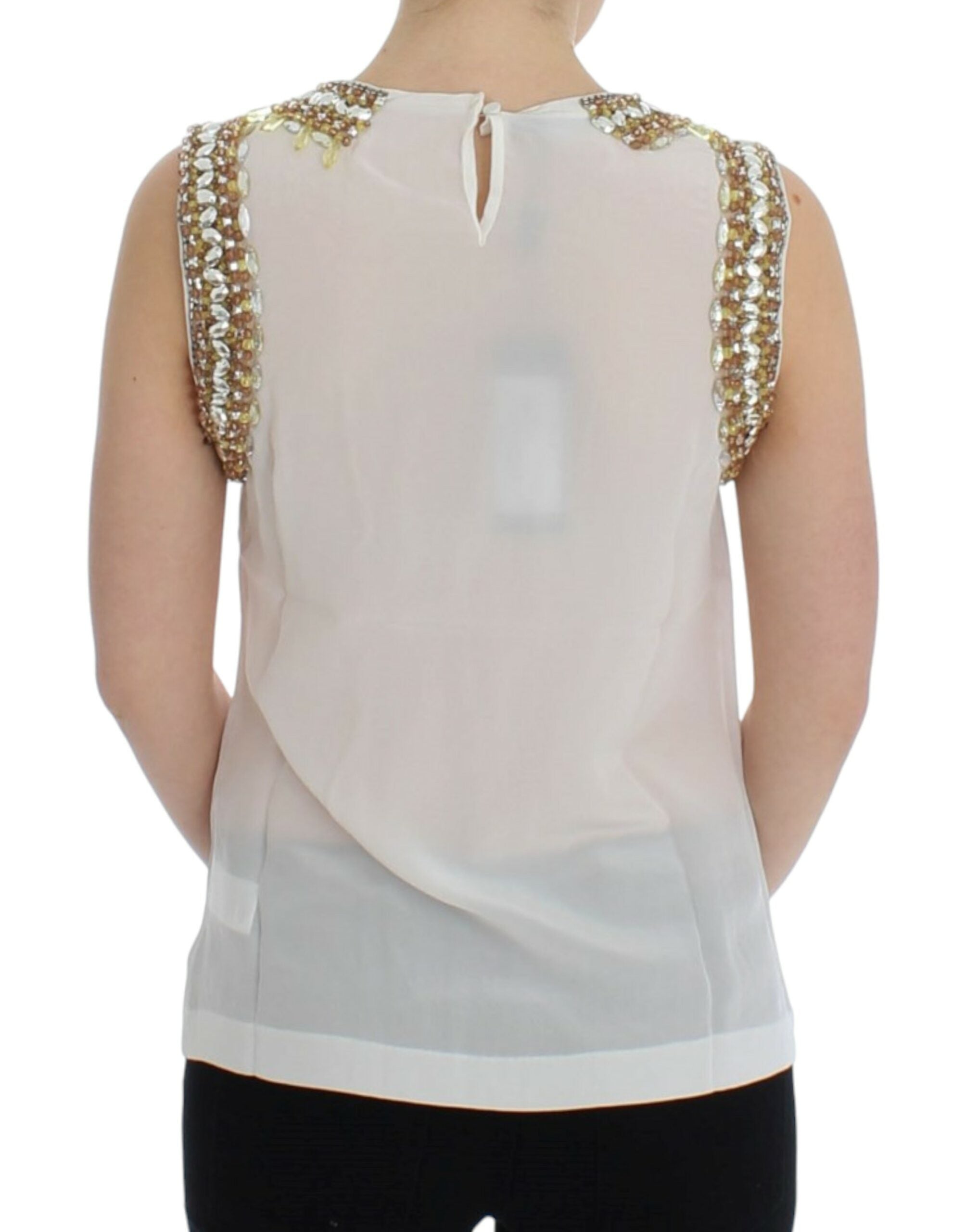Wit met kristallen versierd tanktopje