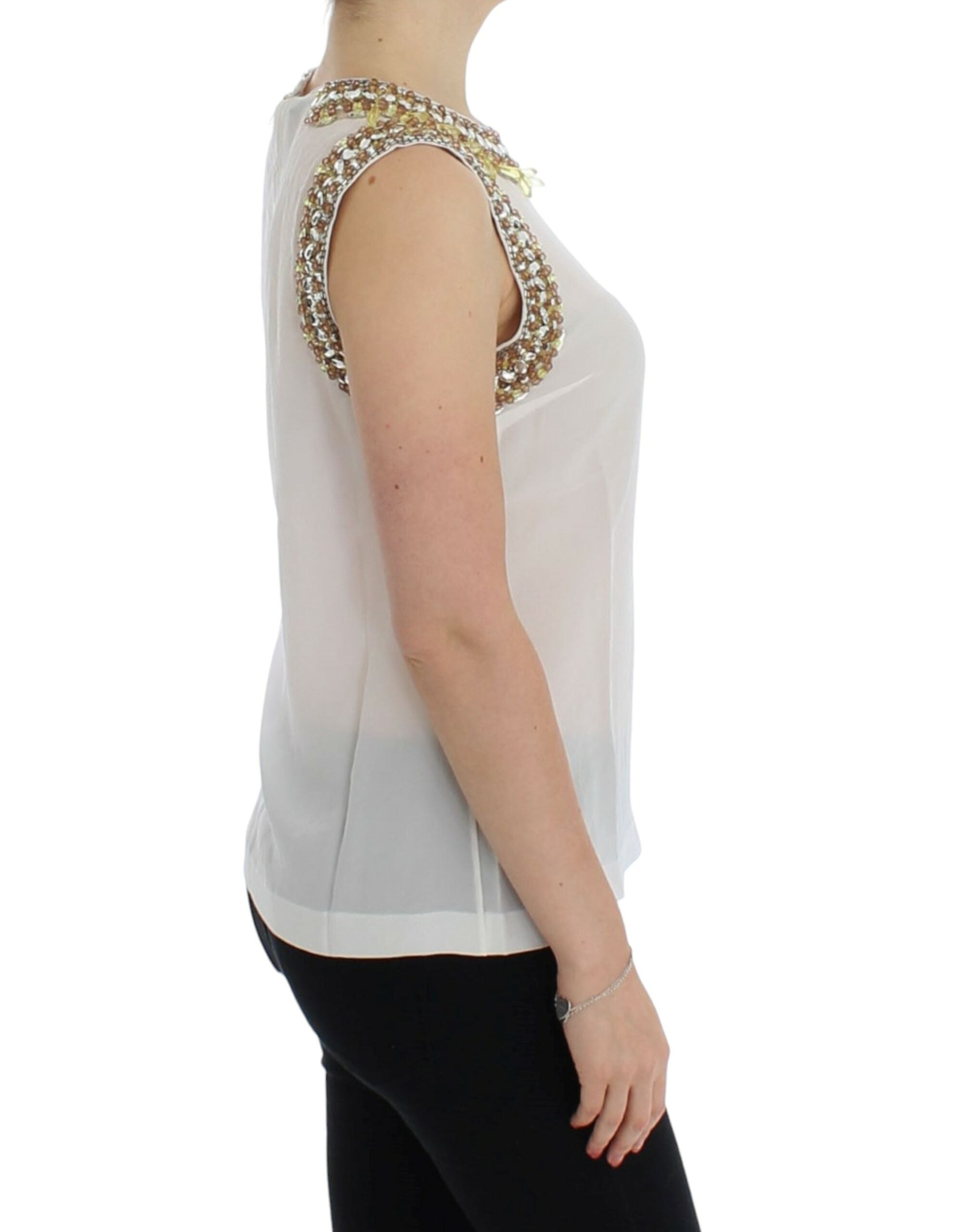 Wit met kristallen versierd tanktopje