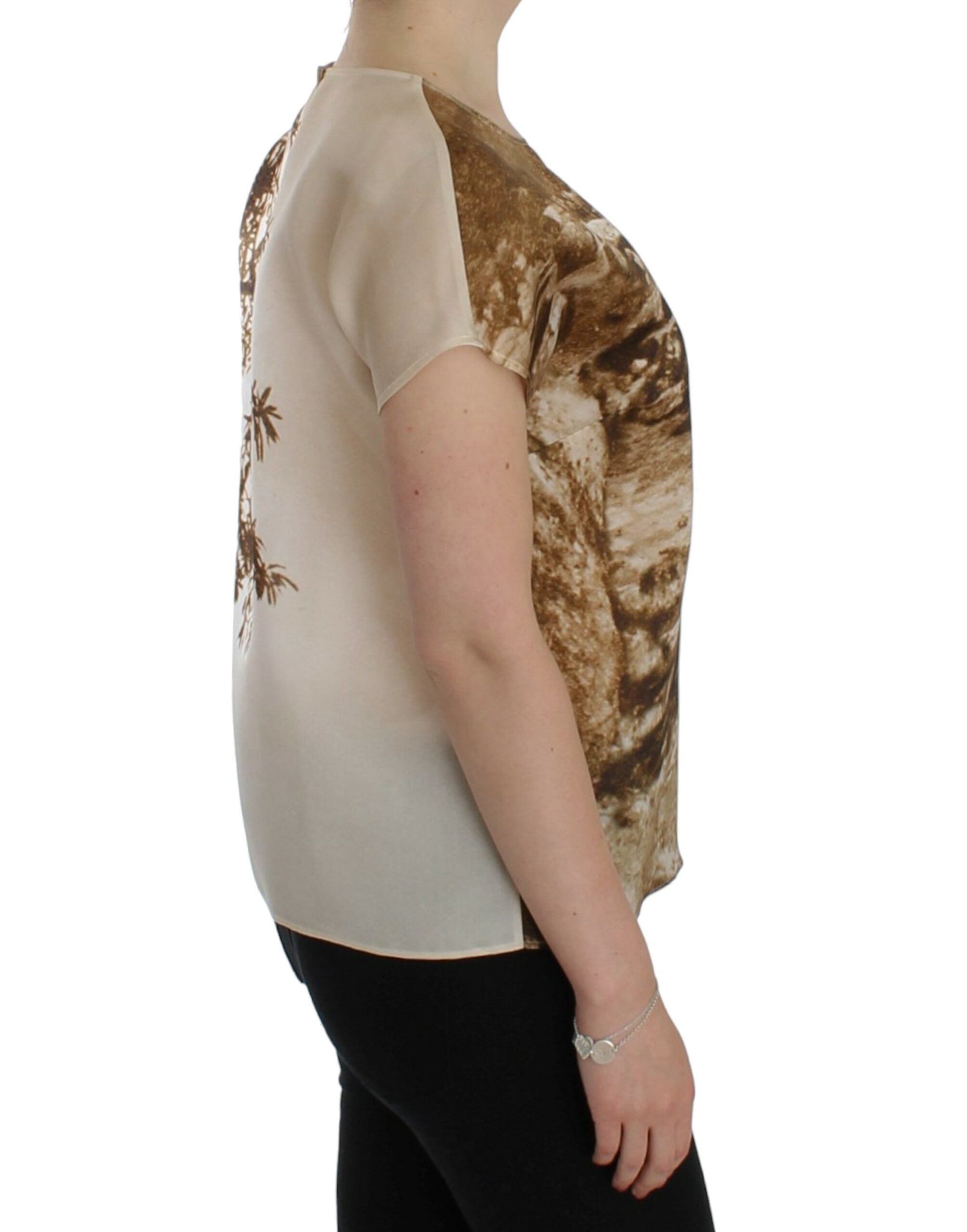Bruine Taormina zijden blouse